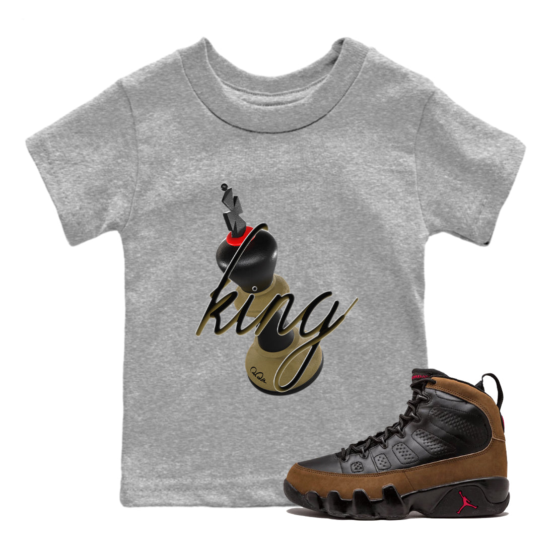 3D King snkmatch Tees Kids - Air Jordan 9 Olive