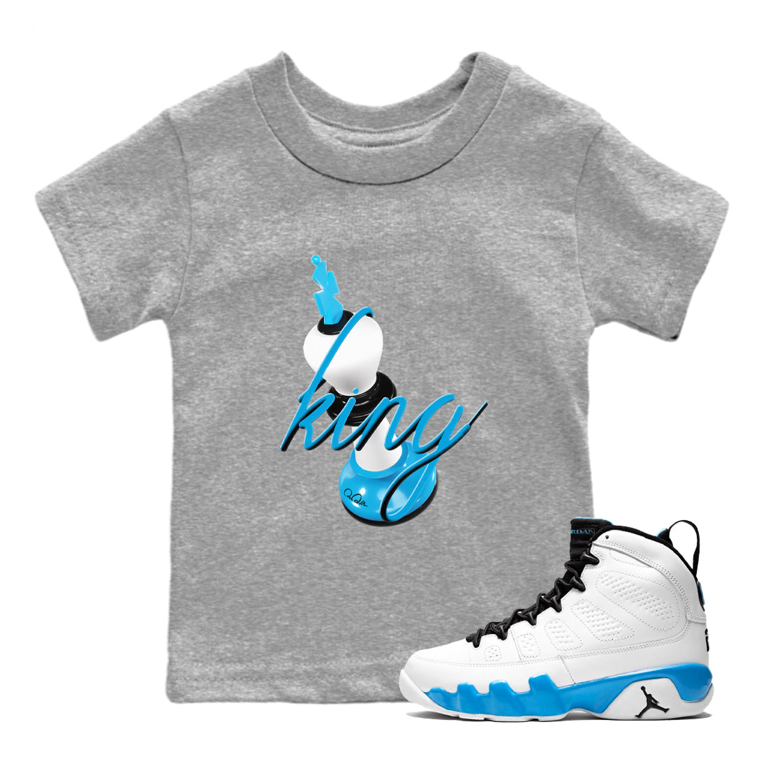 3D King snkmatch Tees Kids - Air Jordan 9 Powder Blue