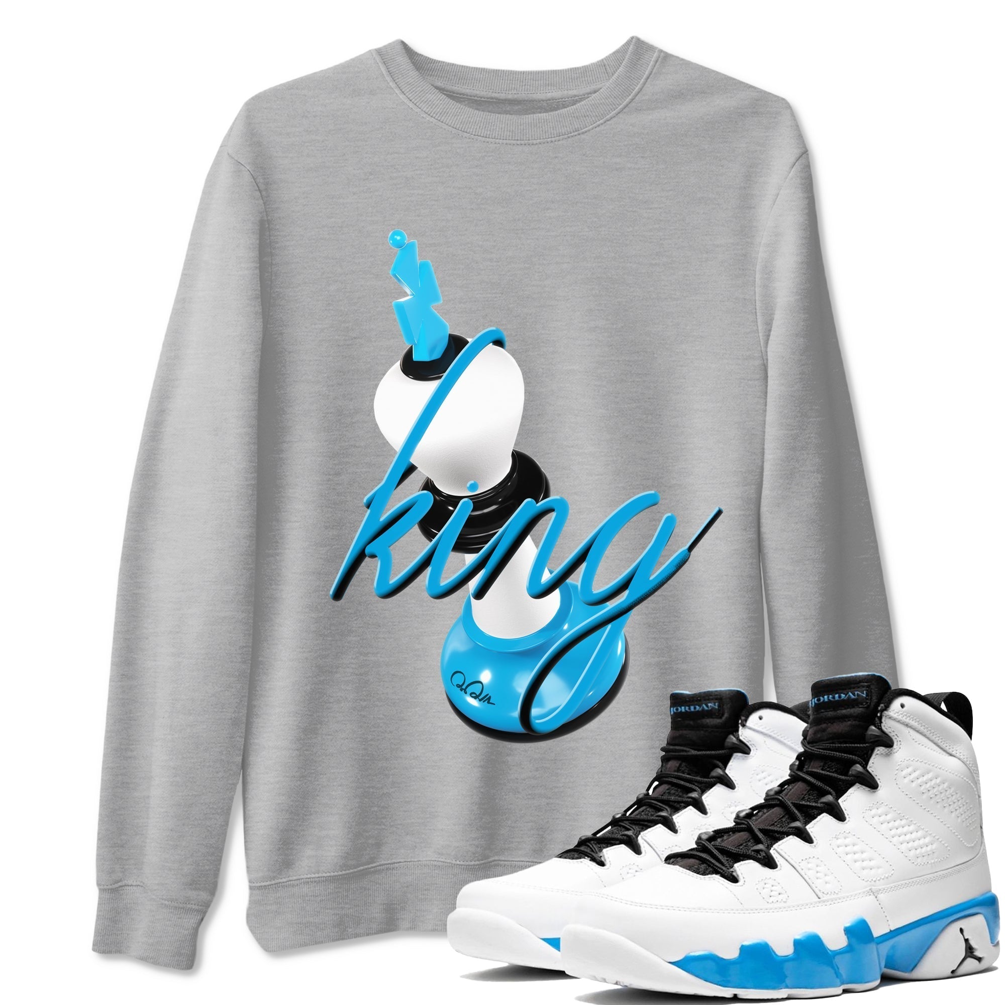 3D King snkmatch Tees - Air Jordan 9 Powder Blue