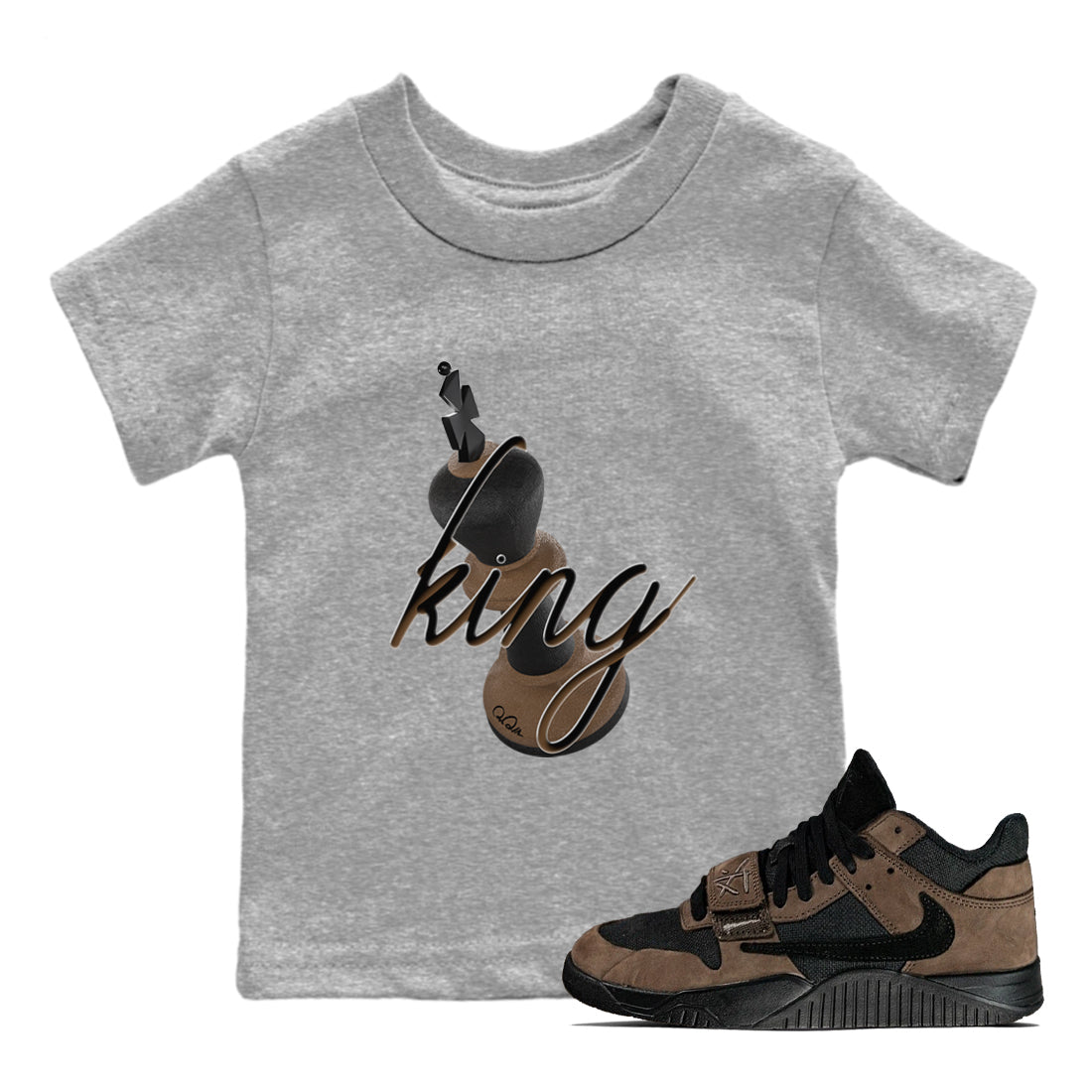 3D King snkmatch Tees Kids - Jordan Jumpman Jack Travis Scott Dark Mocha