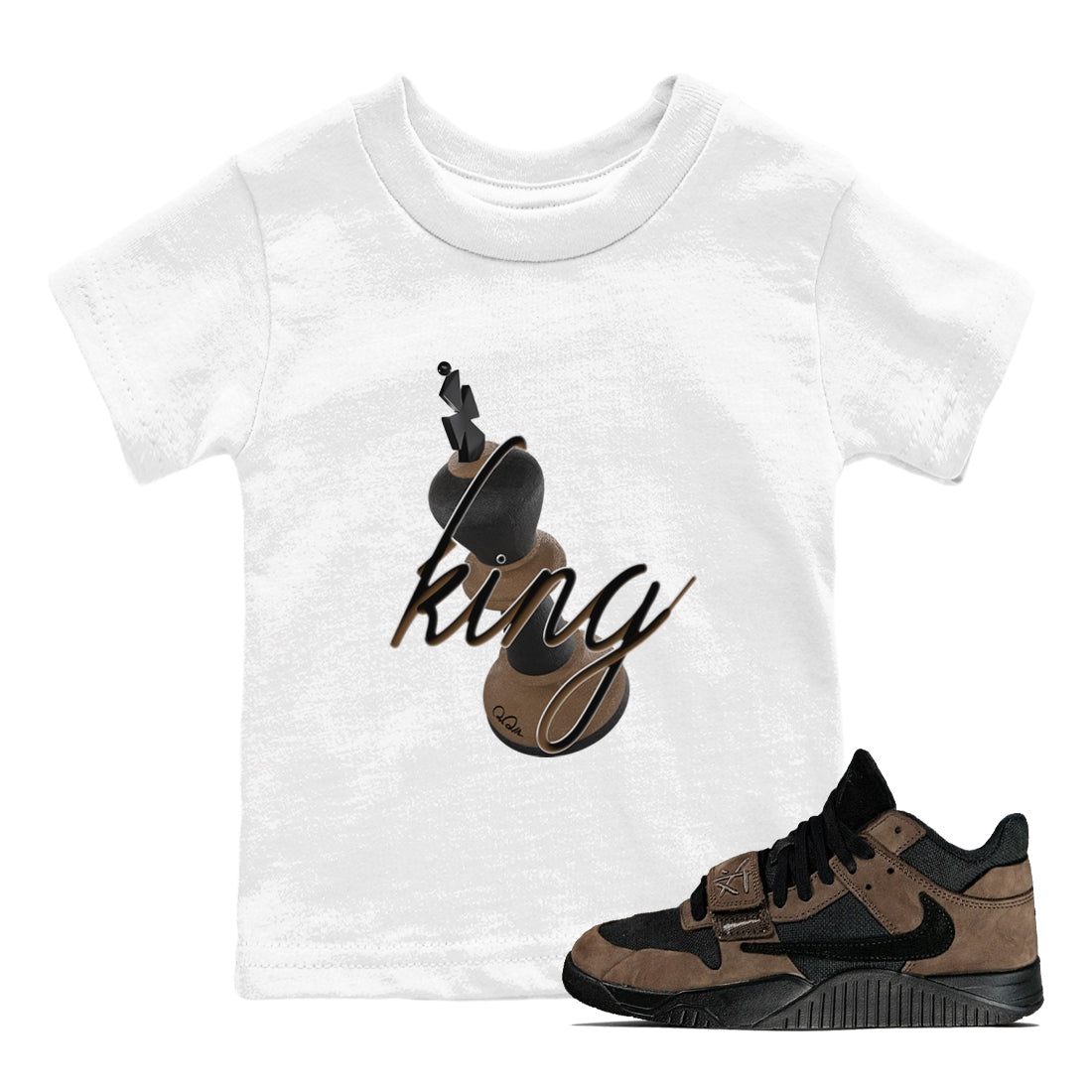 3D King snkmatch Tees Kids - Jordan Jumpman Jack Travis Scott Dark Mocha