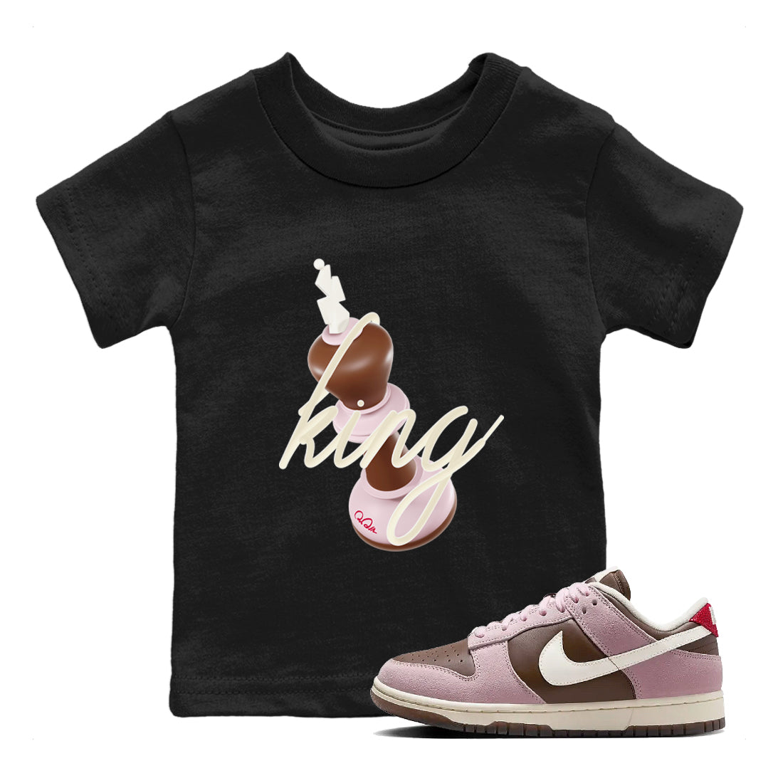 3D King snkmatch Tees Kids - Dunk Cacao Wow And Pink Foam
