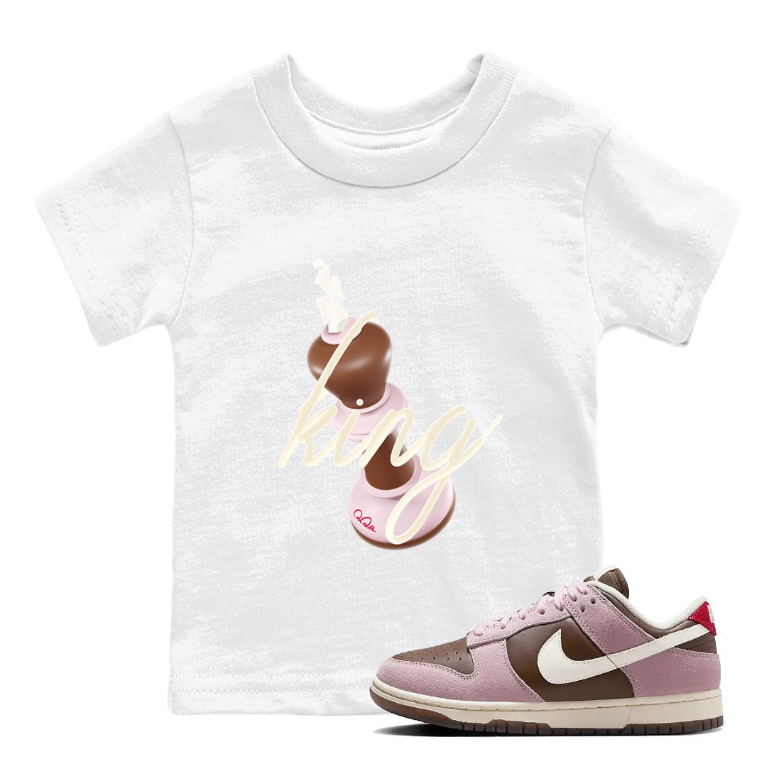 3D King snkmatch Tees Kids - Dunk Cacao Wow And Pink Foam