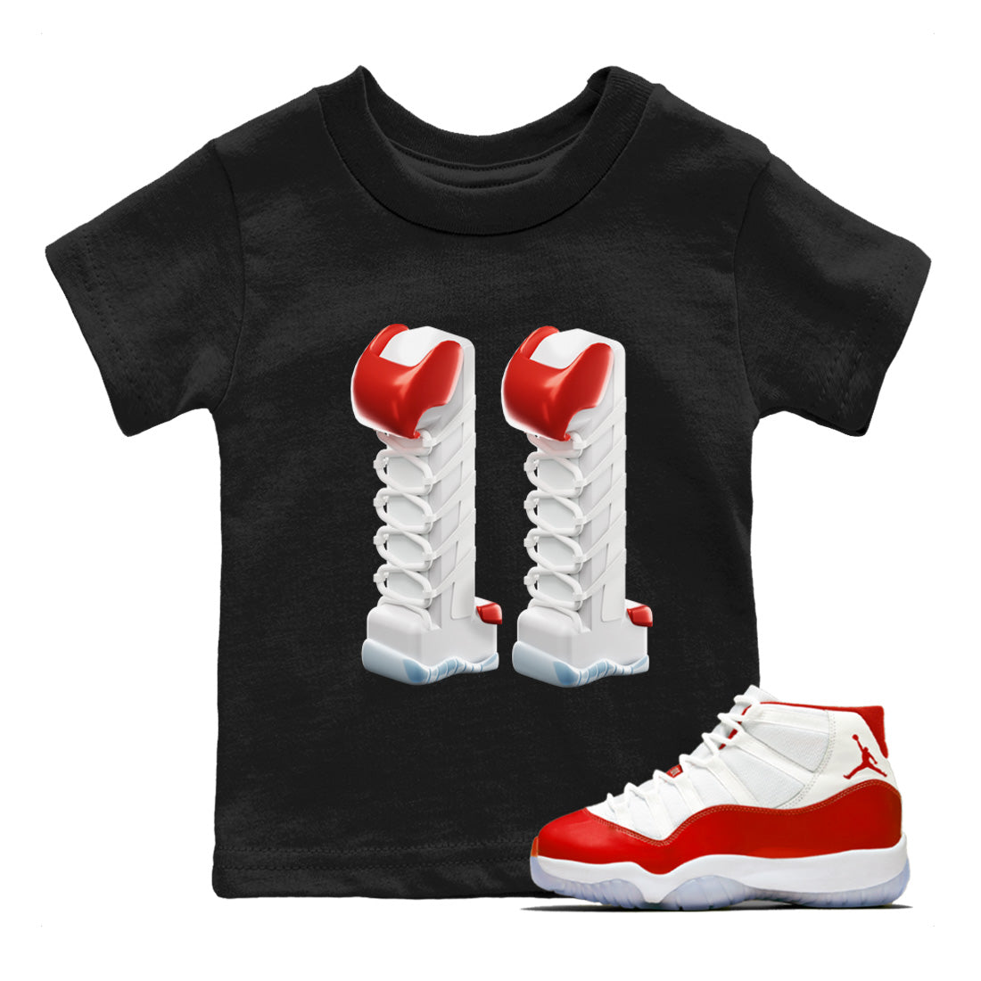 3D Number 11 Kids Tops - Air Jordan 11 Cherry