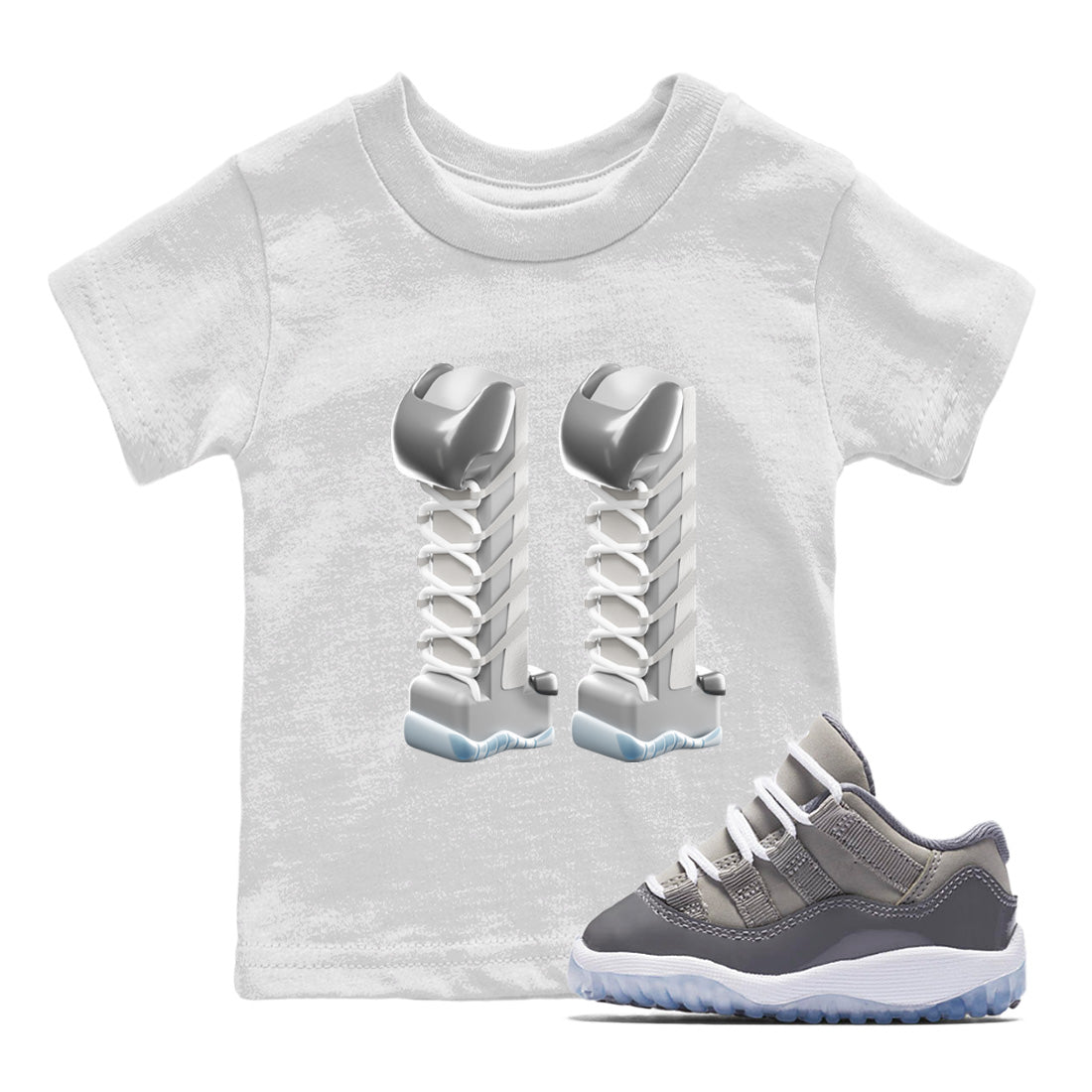 3D Number 11 Kids Tops - Air Jordan 11 Cool Grey
