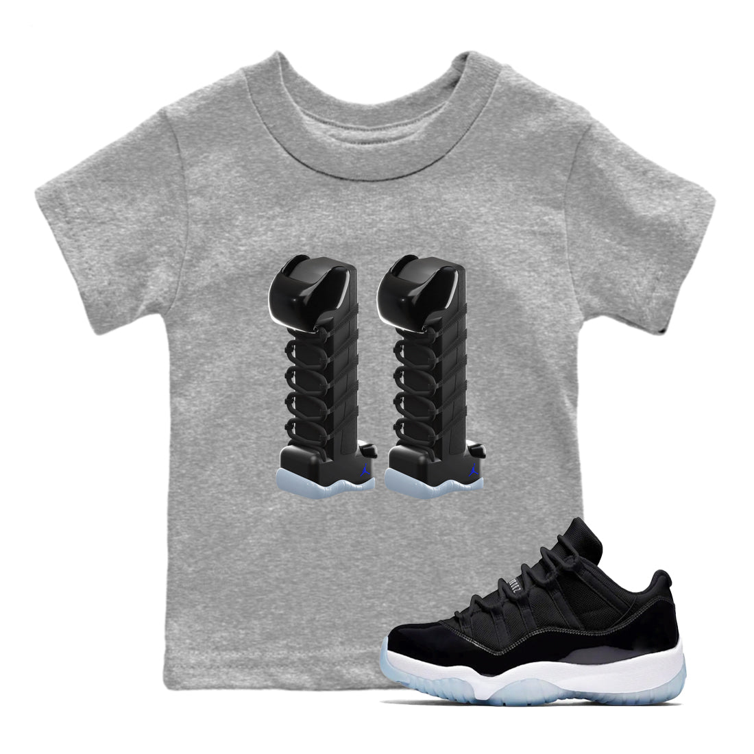 3D Number 11 snkmatch Tee Kids - Air Jordan 11 Black and Varsity Royal