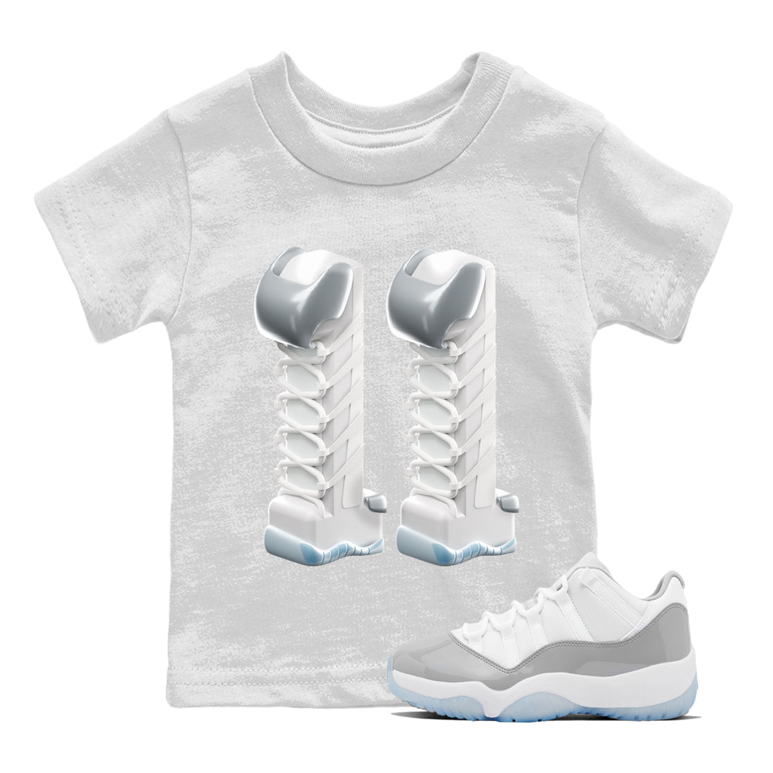 3D Number 11 Kids Tops - Air Jordan 11 White Cement