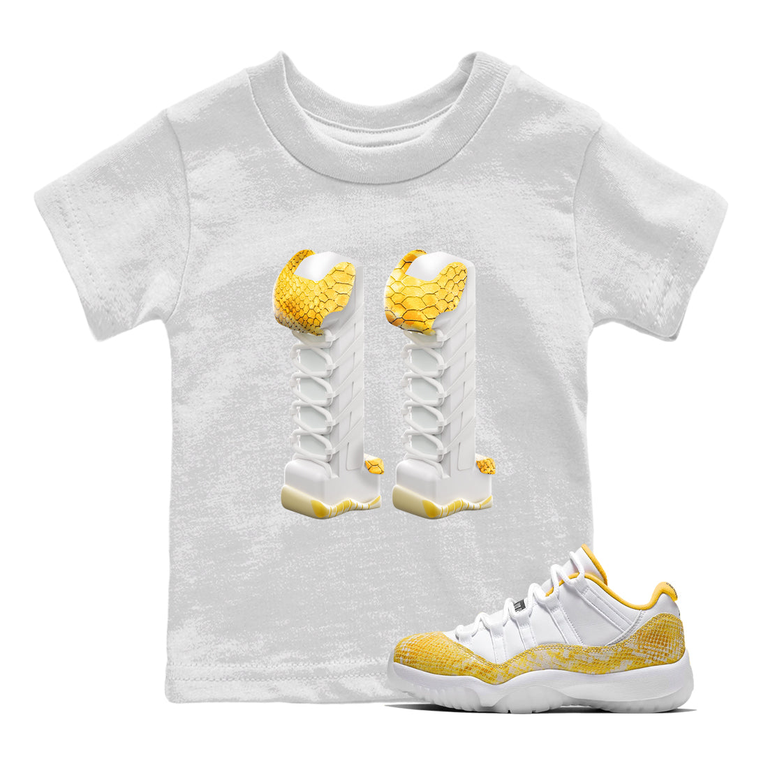 3D Number 11 Kids Tops - Air Jordan 11 Yellow Python