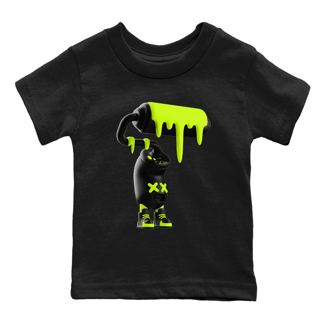 3D Paint Roller snkmatch Tees Kids - Air Foamposite One Black Volt