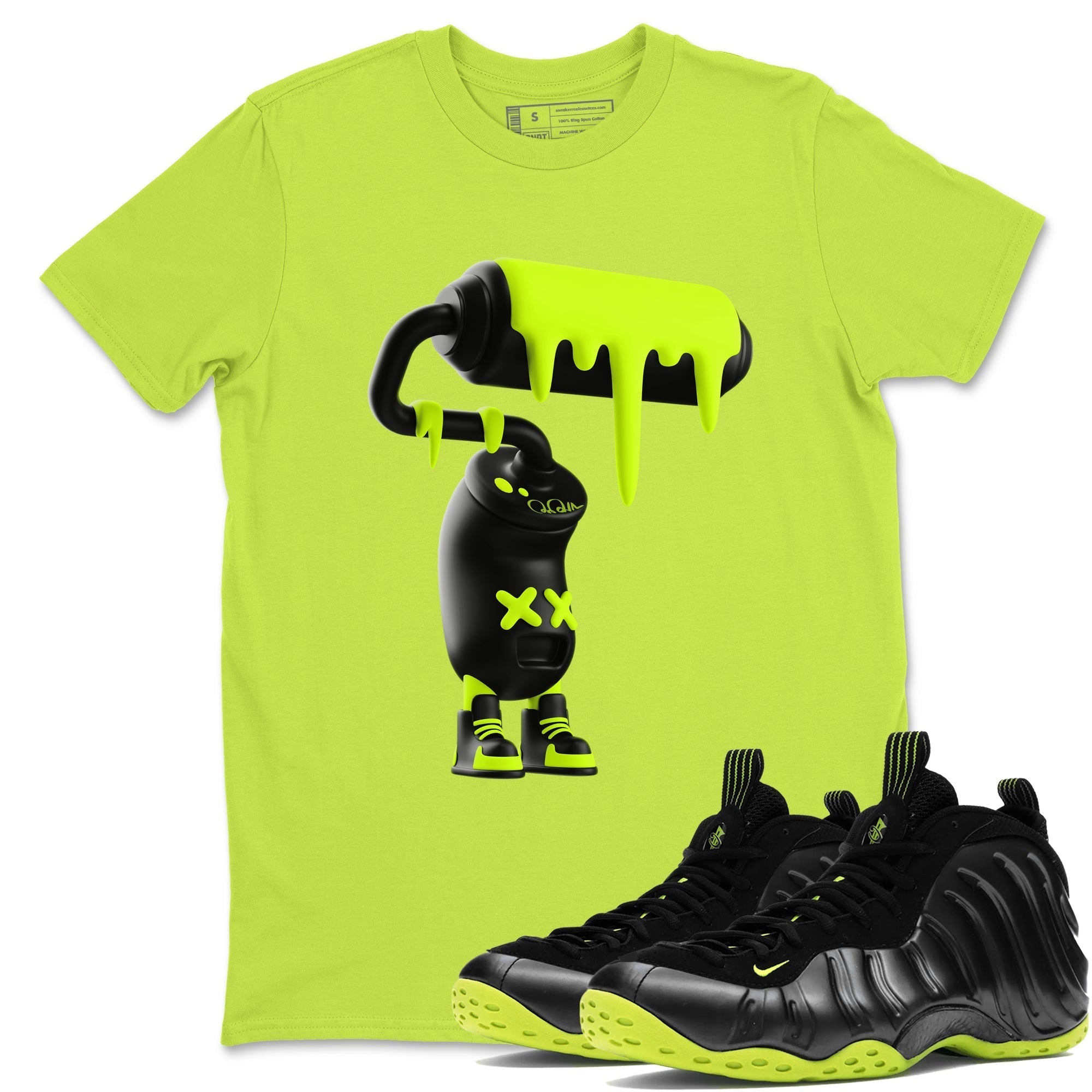 3D Paint Roller snkmatch Tees - Air Foamposite One Black Volt