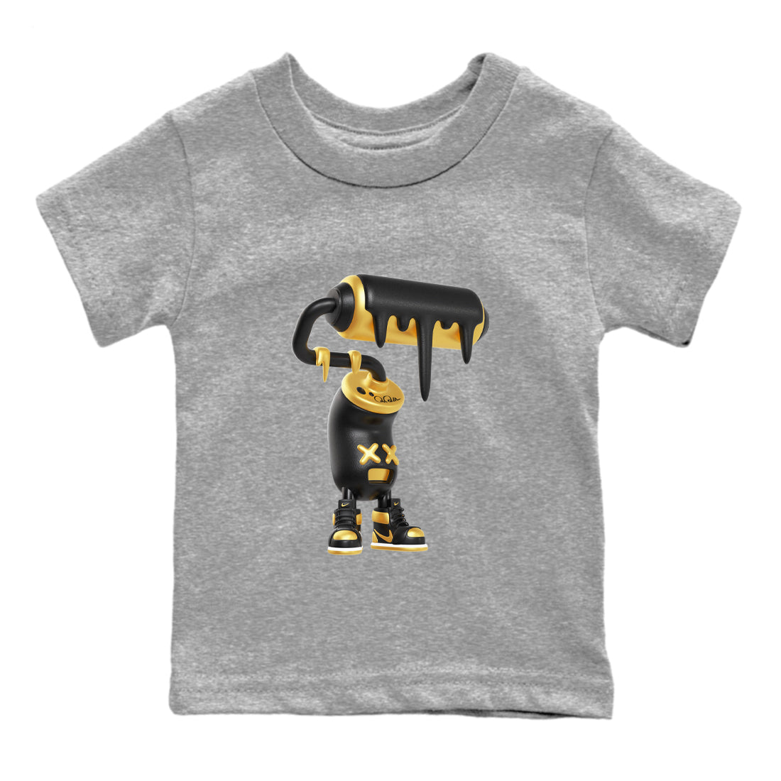 3D Paint Roller snkmatch Tees Kids - Air Jordan 1 Black Metallic Gold