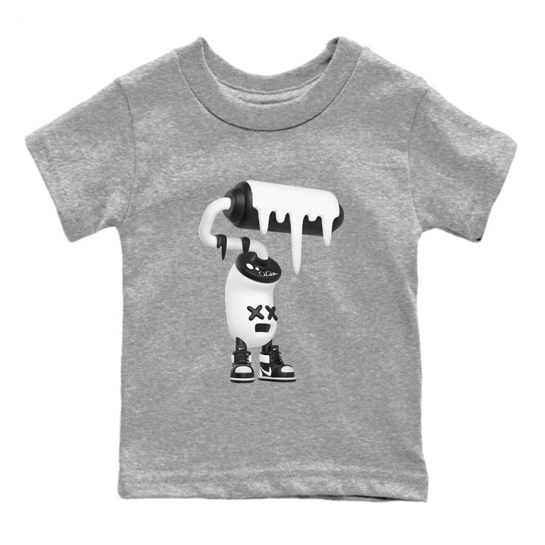3D Paint Roller snkmatch Tees Kids - Air Jordan 1 Black White