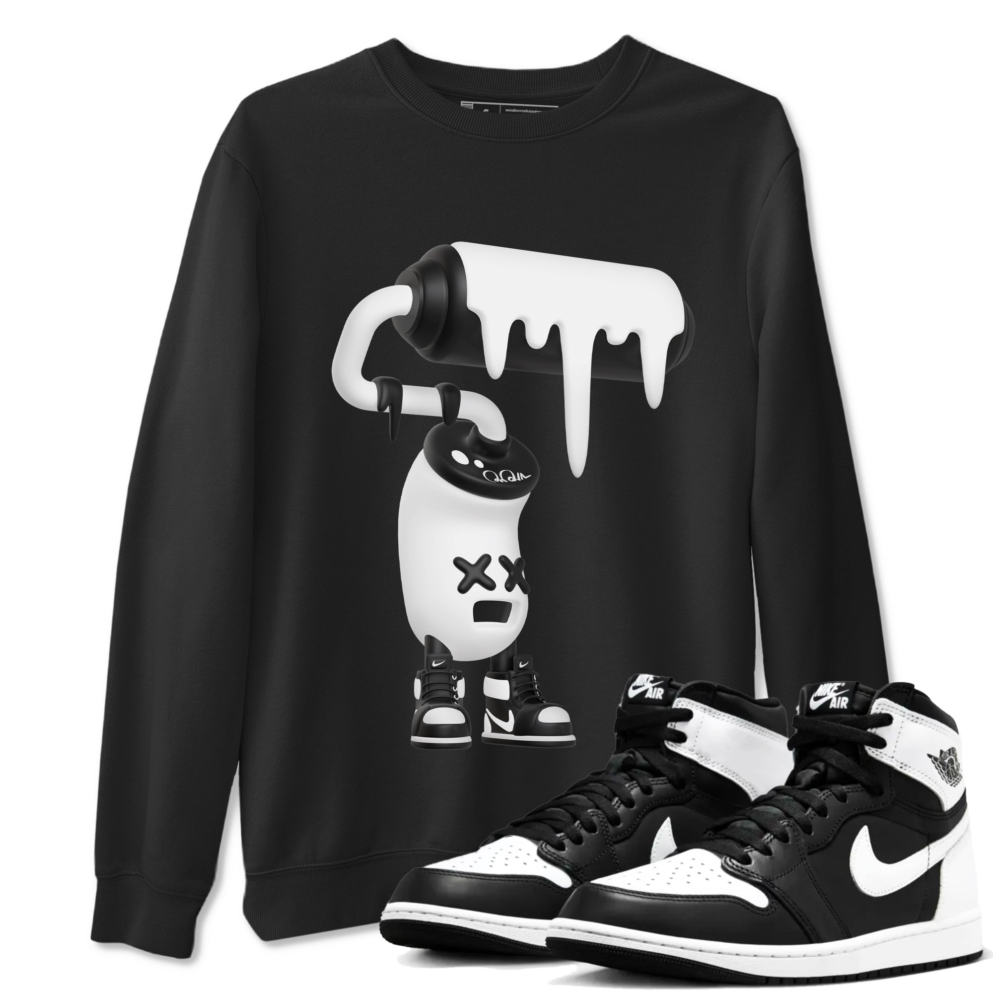 3D Paint Roller snkmatch Tees - Air Jordan 1 Black White