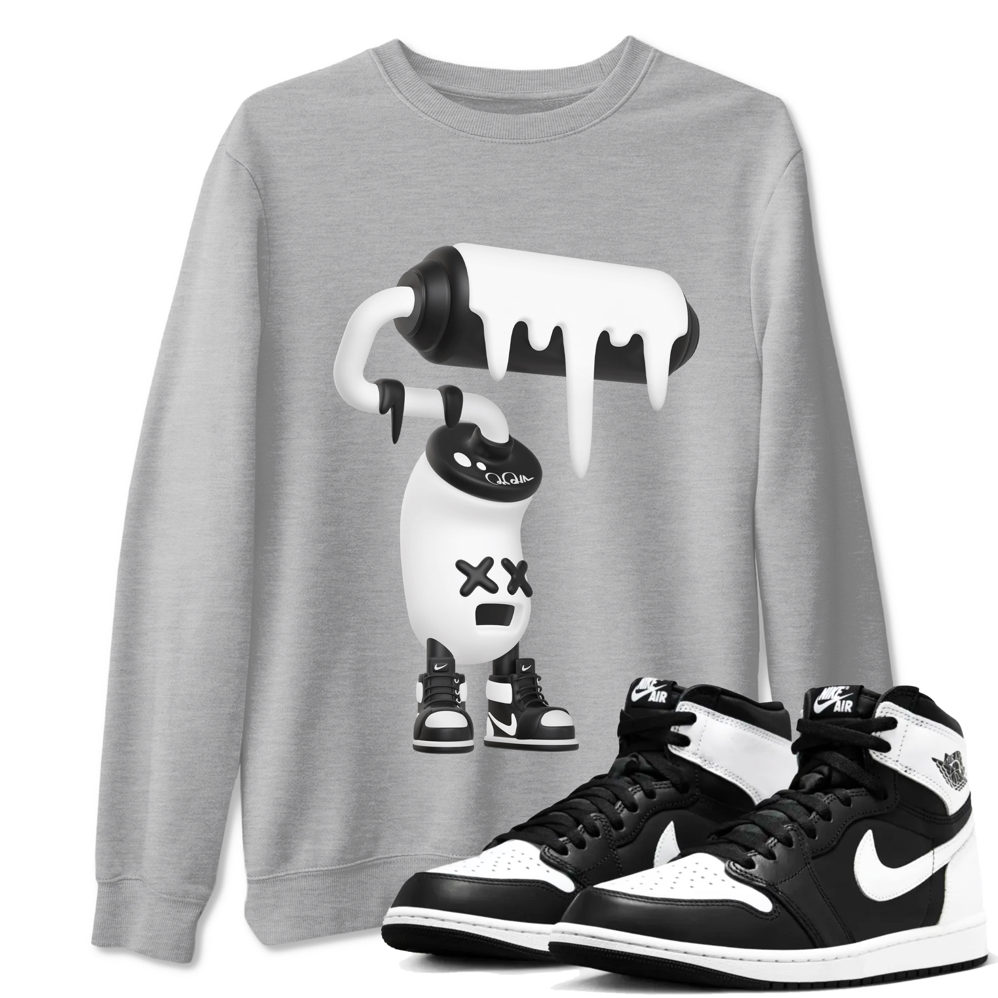 3D Paint Roller snkmatch Tees - Air Jordan 1 Black White