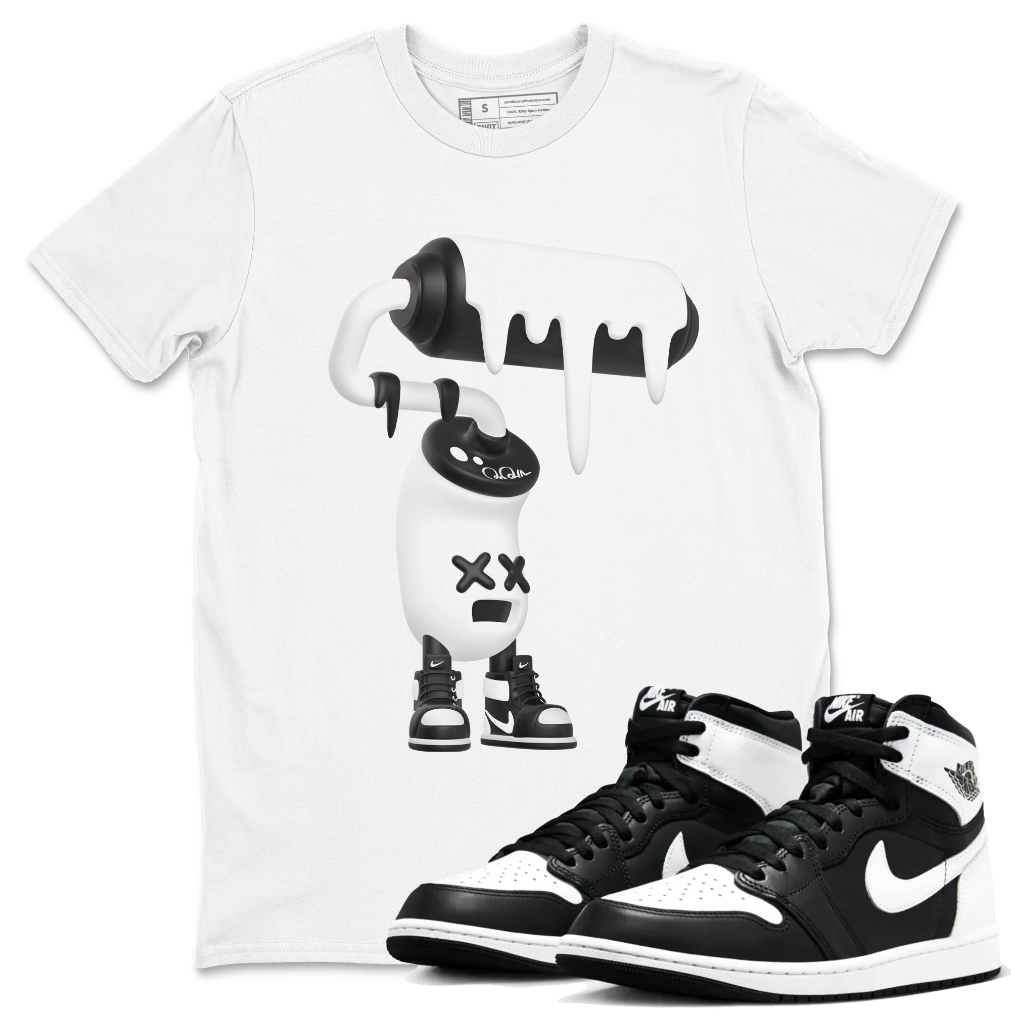 3D Paint Roller snkmatch Tees - Air Jordan 1 Black White