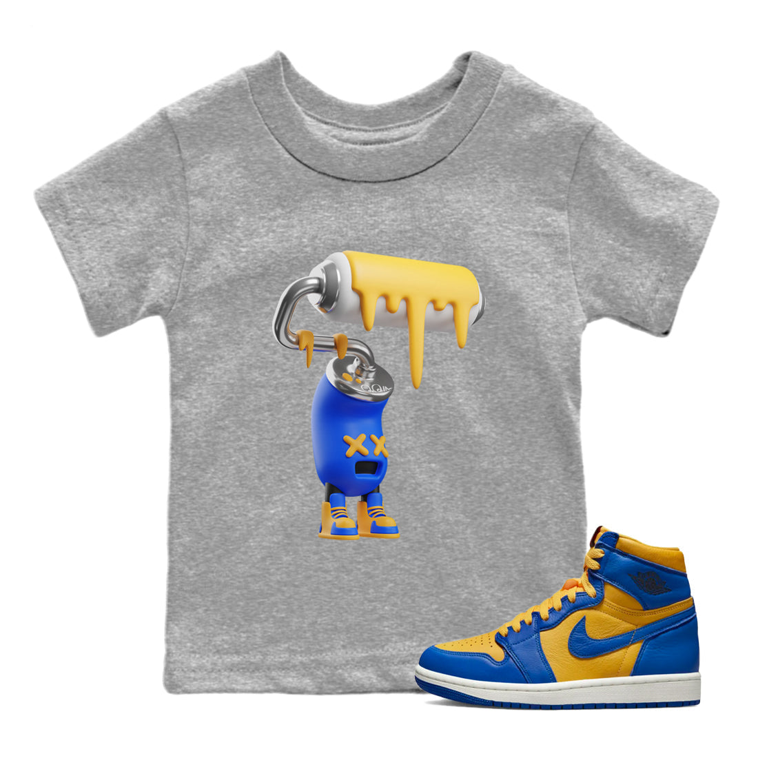 3D Paint Roller Kids Tops - Air Jordan 1 Game Royal Varsity Maize