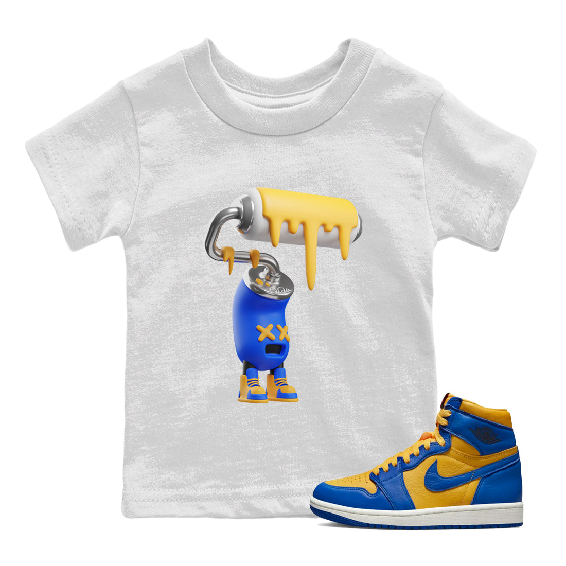3D Paint Roller Kids Tops - Air Jordan 1 Game Royal Varsity Maize