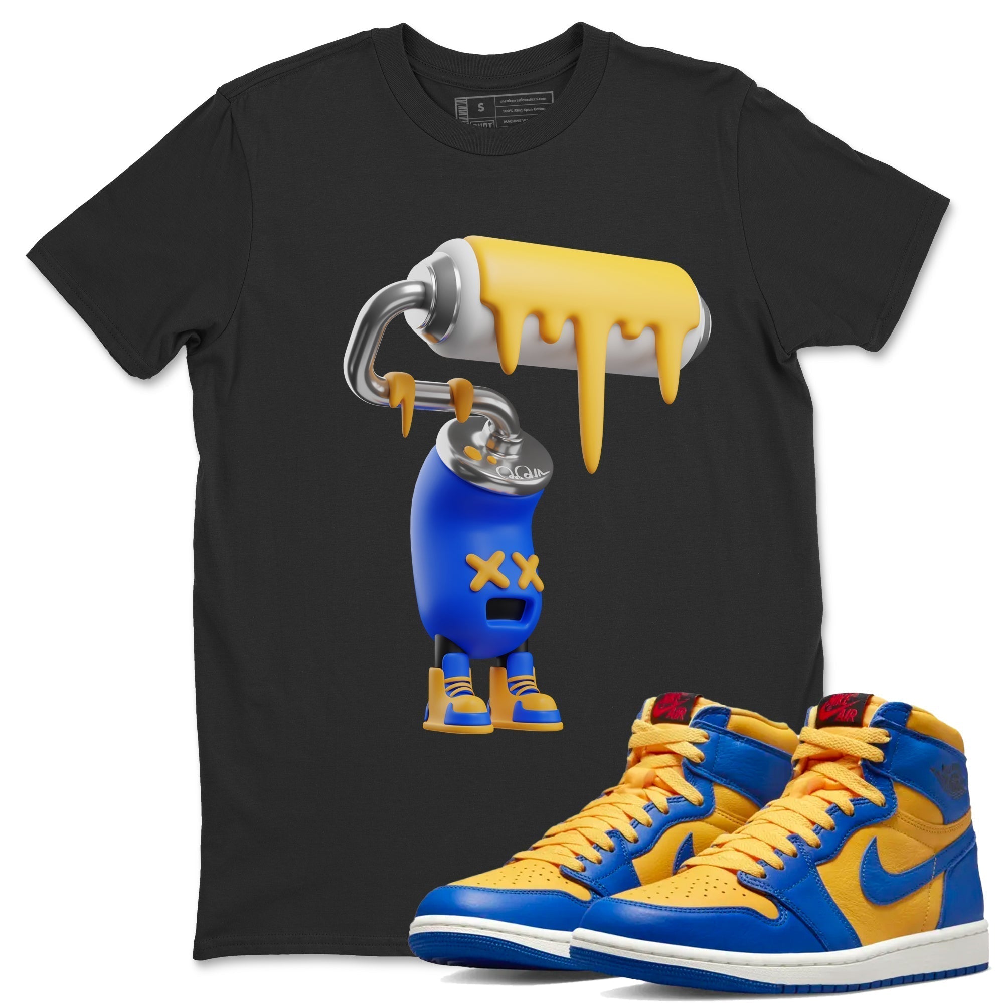 3D Paint Roller Unisex Tops - Air Jordan 1 Game Royal Varsity Maize