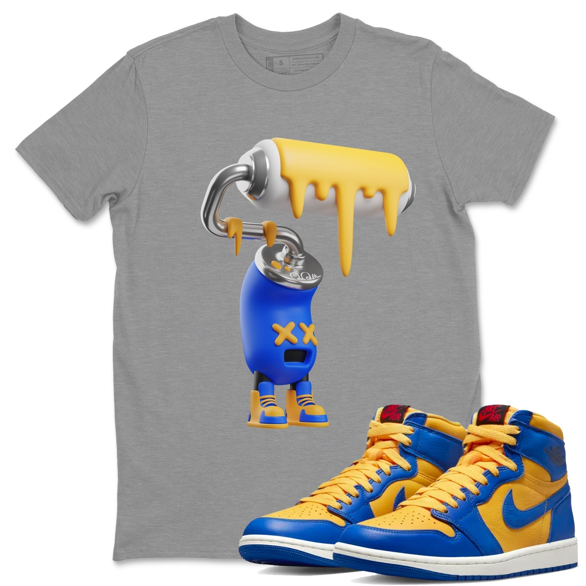 3D Paint Roller Unisex Tops - Air Jordan 1 Game Royal Varsity Maize