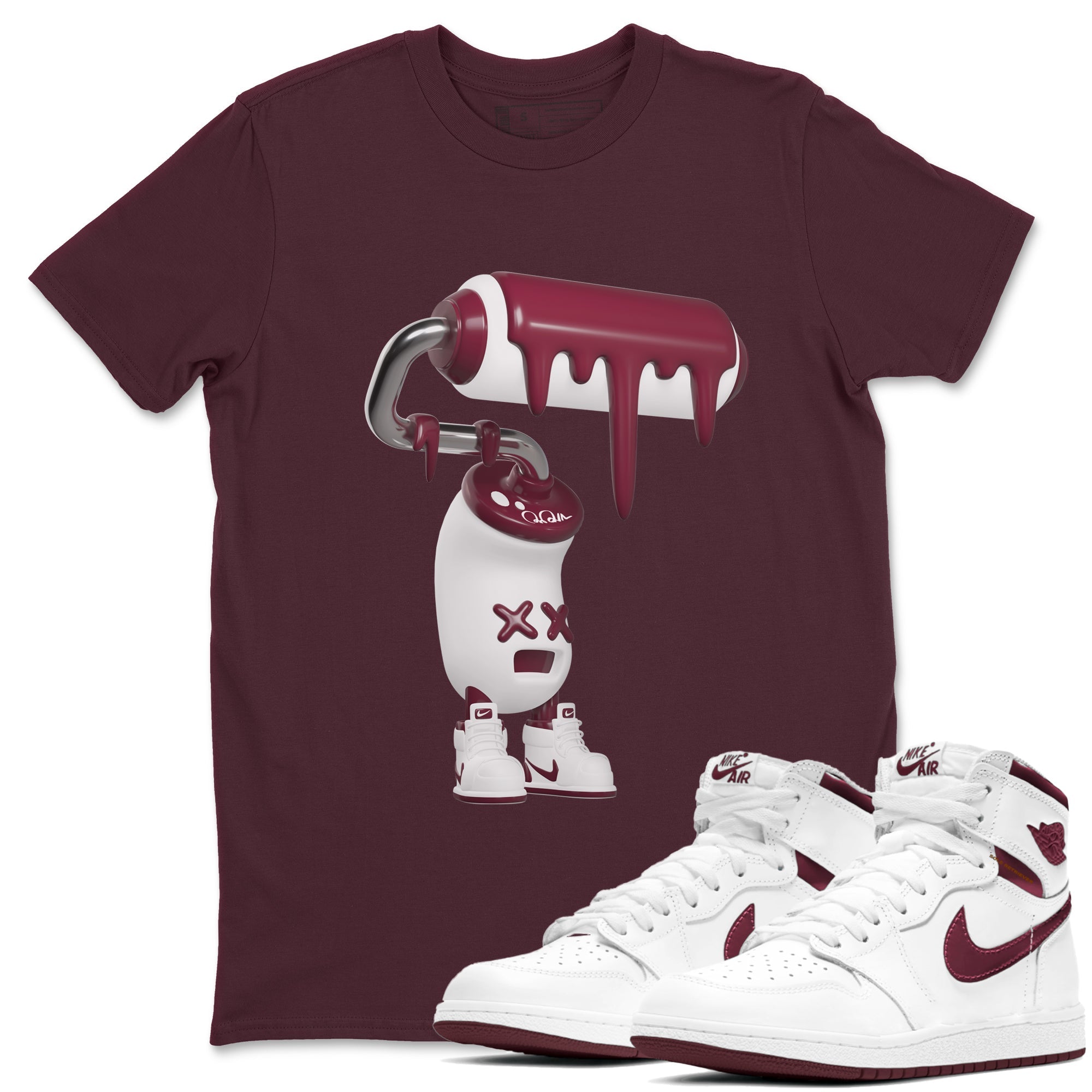 3D Paint Roller snkmatch Tee - Air Jordan 1 Metallic Burgundy