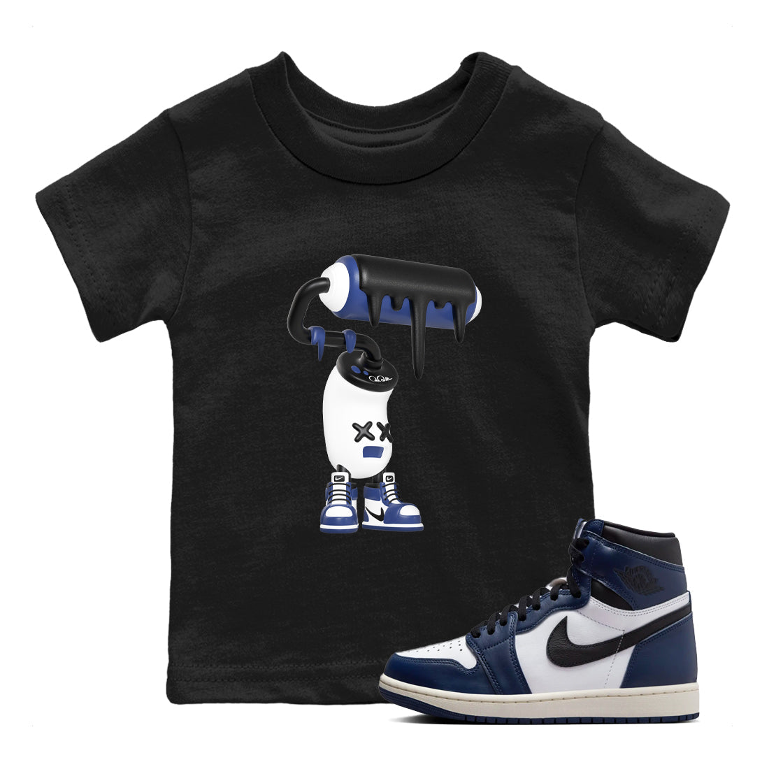 3D Paint Roller snkmatch Tees Kids - Air Jordan 1 Midnight Navy