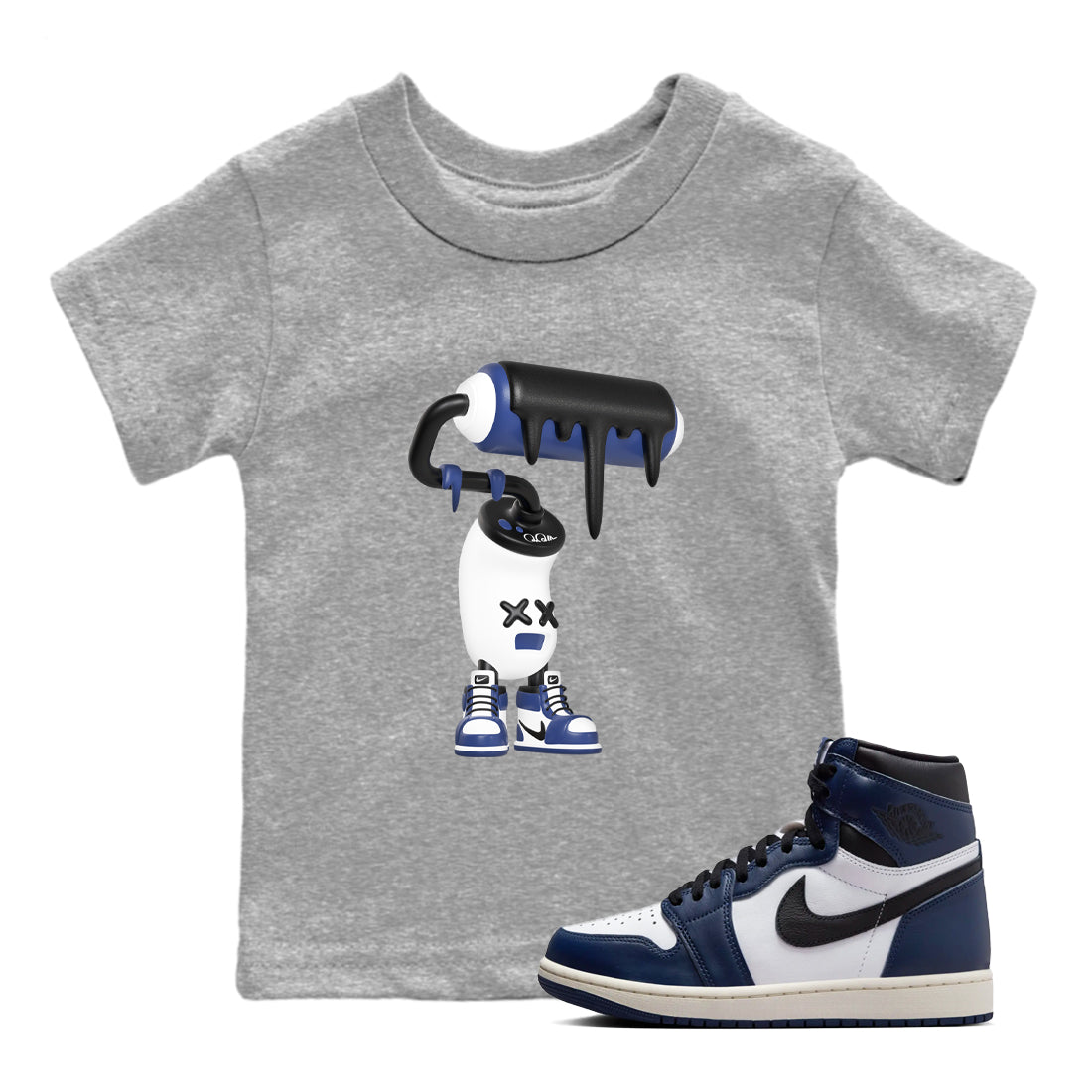 3D Paint Roller snkmatch Tees Kids - Air Jordan 1 Midnight Navy