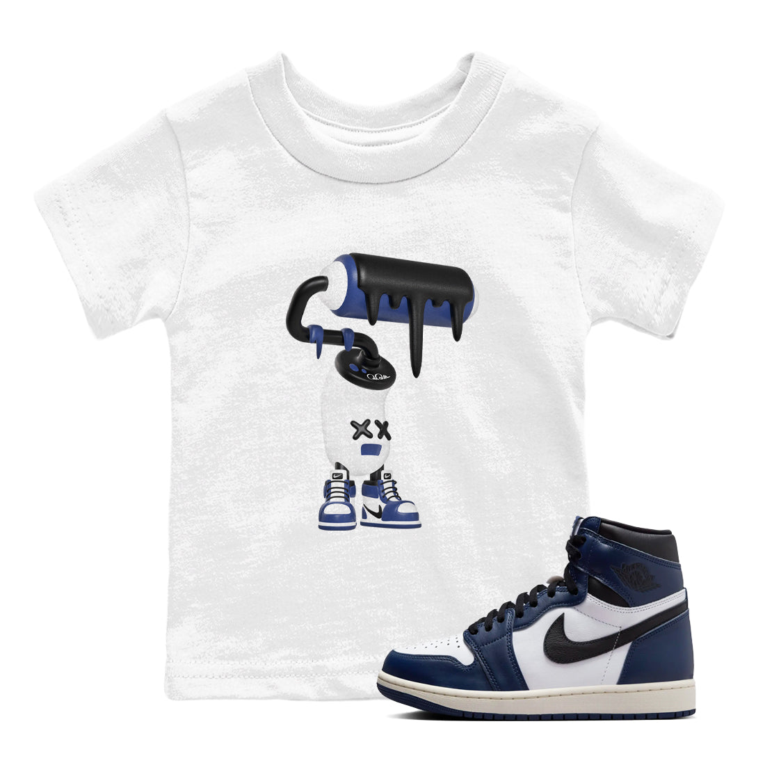 3D Paint Roller snkmatch Tees Kids - Air Jordan 1 Midnight Navy