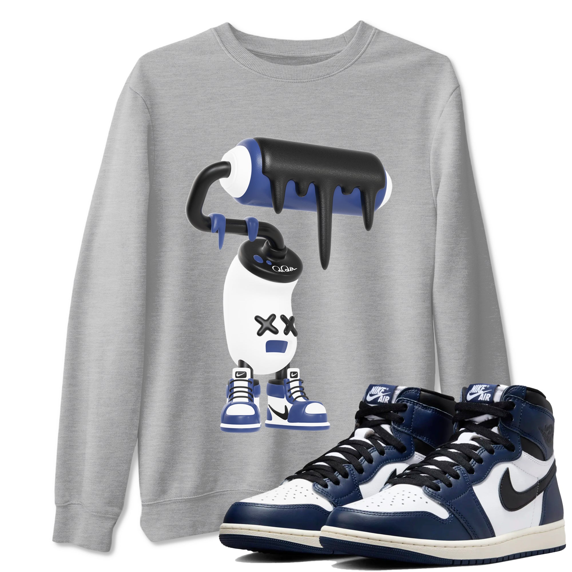 3D Paint Roller snkmatch Tees - Air Jordan 1 Midnight Navy