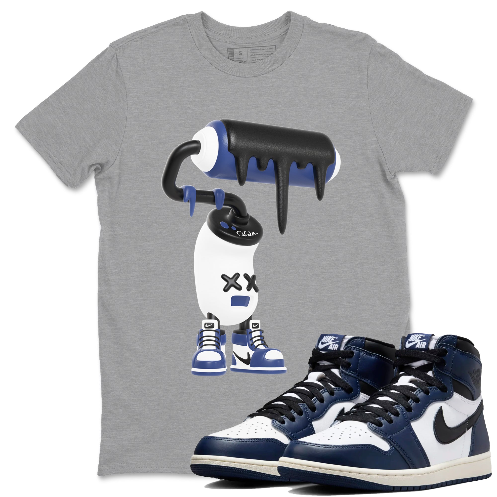 3D Paint Roller snkmatch Tees - Air Jordan 1 Midnight Navy