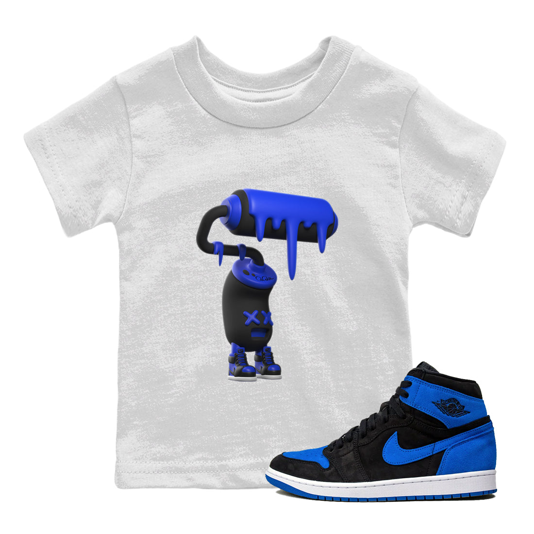 3D Paint Roller snkmatch Tee Kids - Air Jordan 1 Royal Reimagined