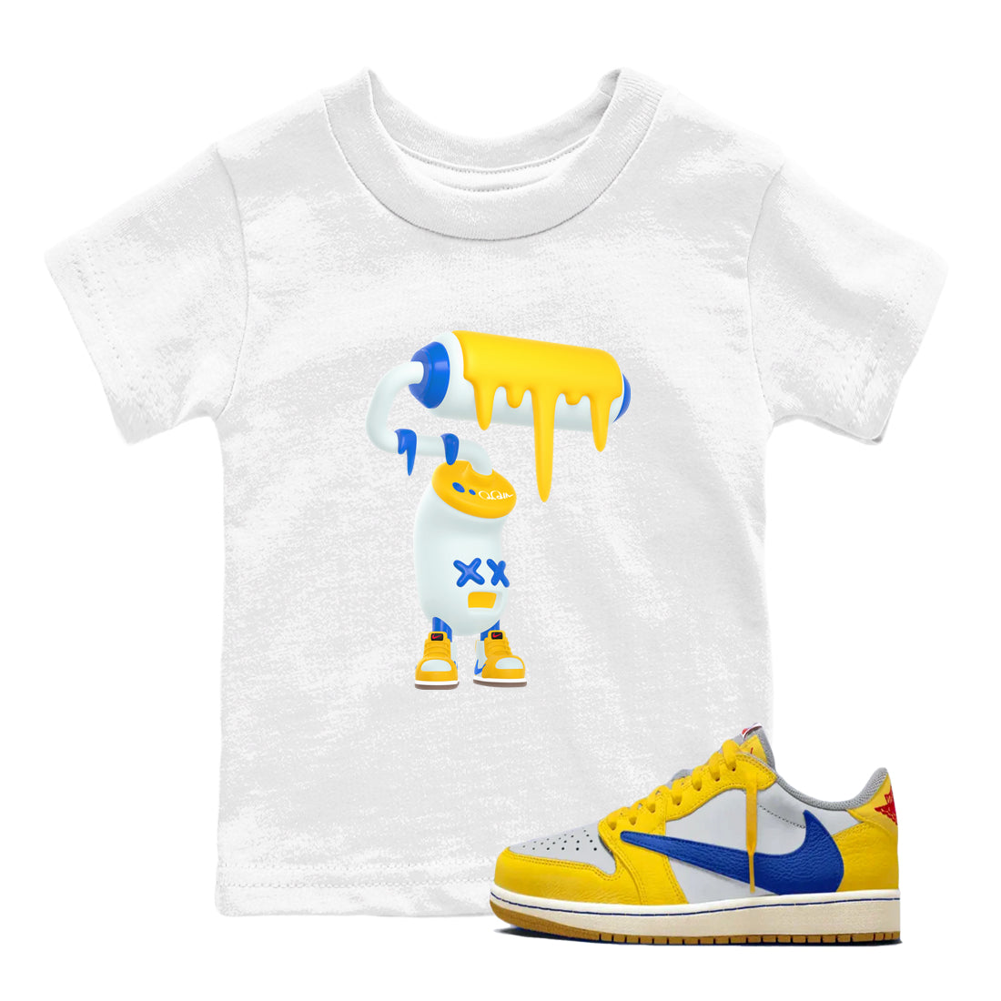3D Paint Roller snkmatch Tees Kids - Air Jordan 1 Travis Scott Canary