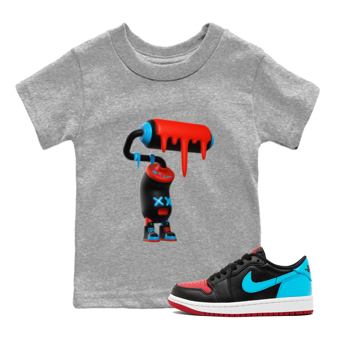 3D Paint Roller Kids Tops - Air Jordan 1 UNC to Chicago
