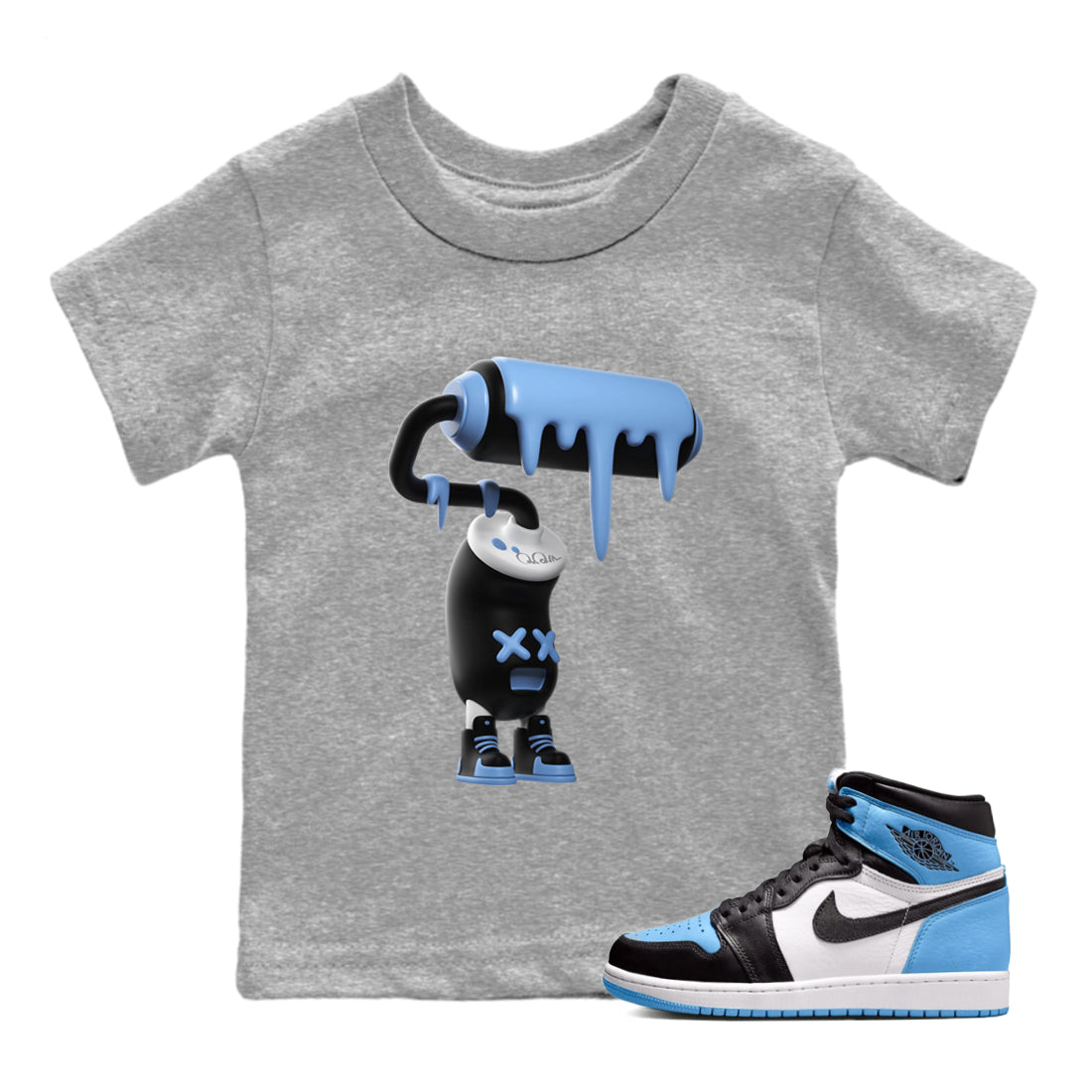 3D Paint Roller Kids Tops - Air Jordan 1 UNC Toe
