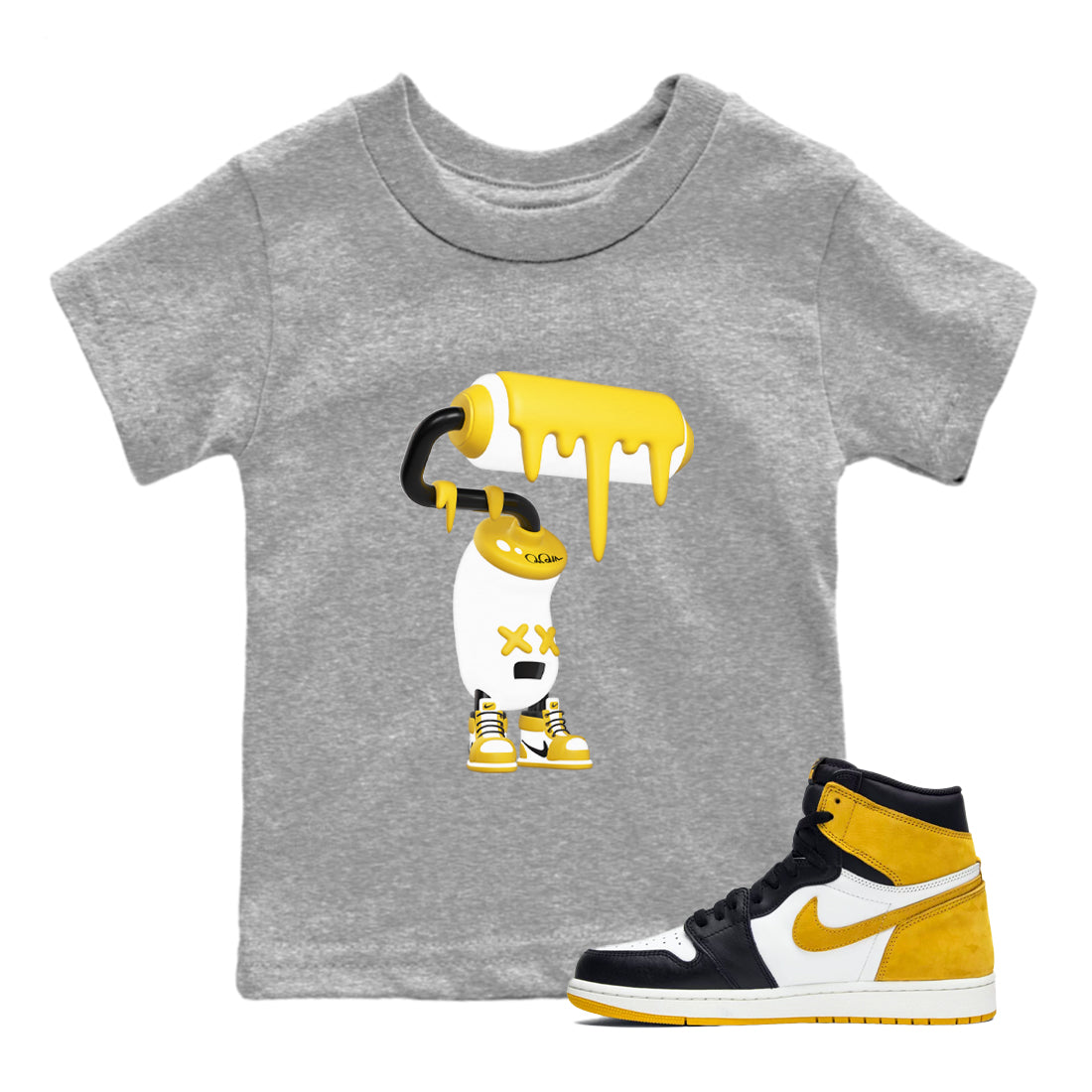 3D Paint Roller snkmatch Tees Kids - Air Jordan 1 Yellow Ochre