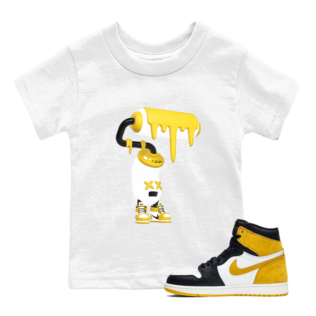3D Paint Roller snkmatch Tees Kids - Air Jordan 1 Yellow Ochre