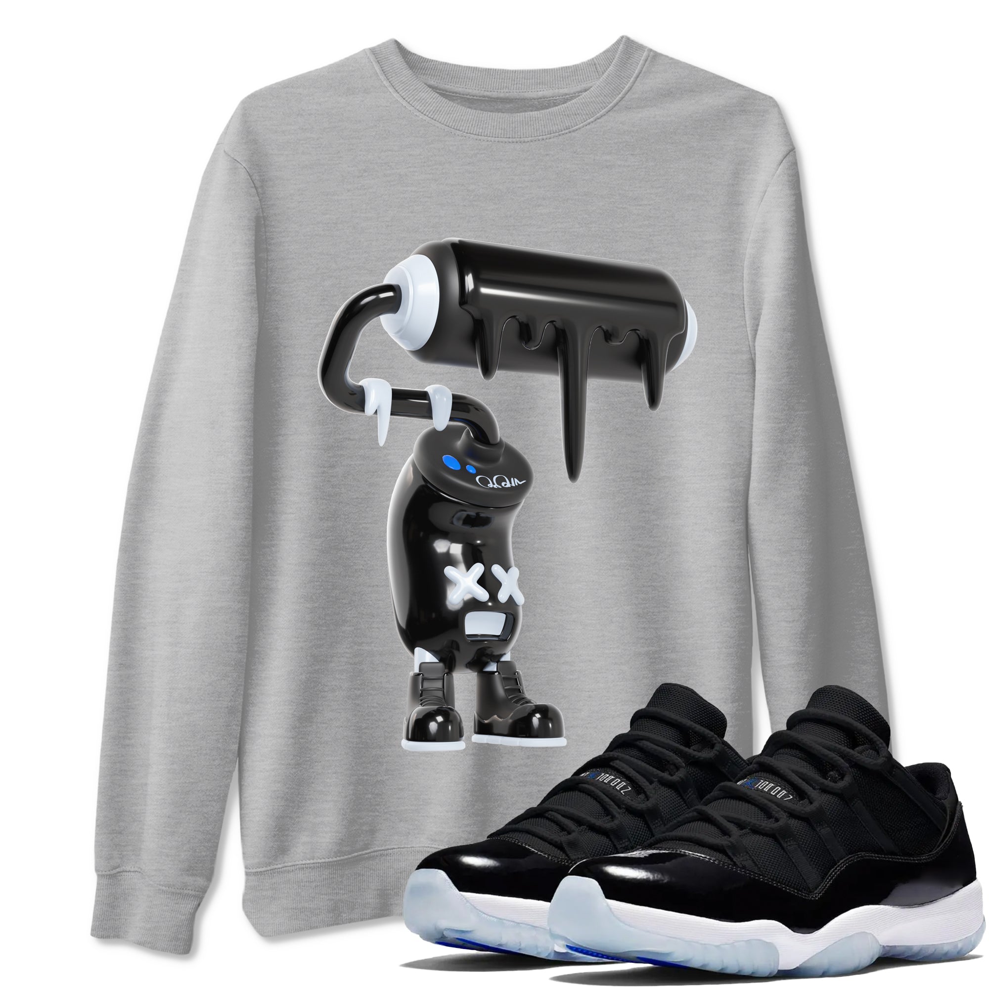 3D Paint Roller snkmatch Tees - Air Jordan 11 Black and Varsity Royal