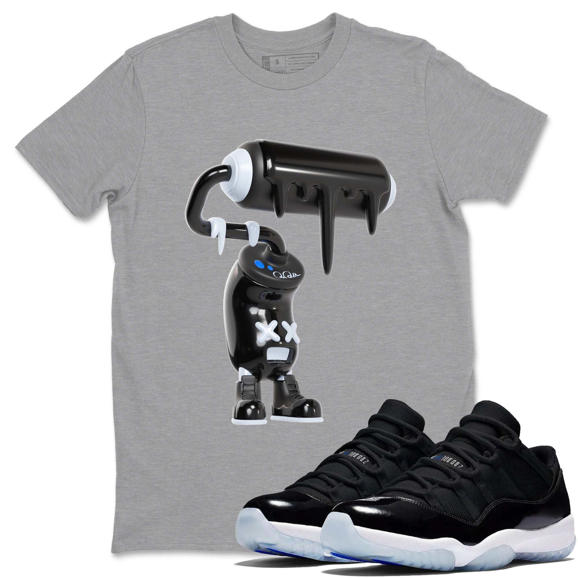 3D Paint Roller snkmatch Tees - Air Jordan 11 Black and Varsity Royal