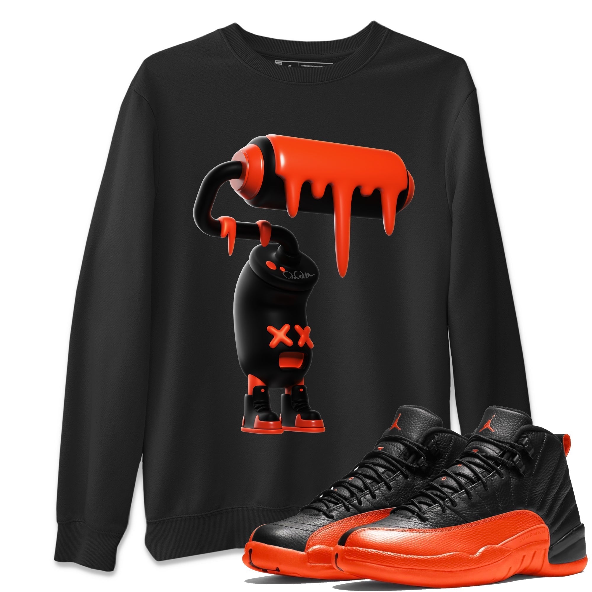 3D Paint Roller Unisex Tops - Air Jordan 12 Brilliant Orange