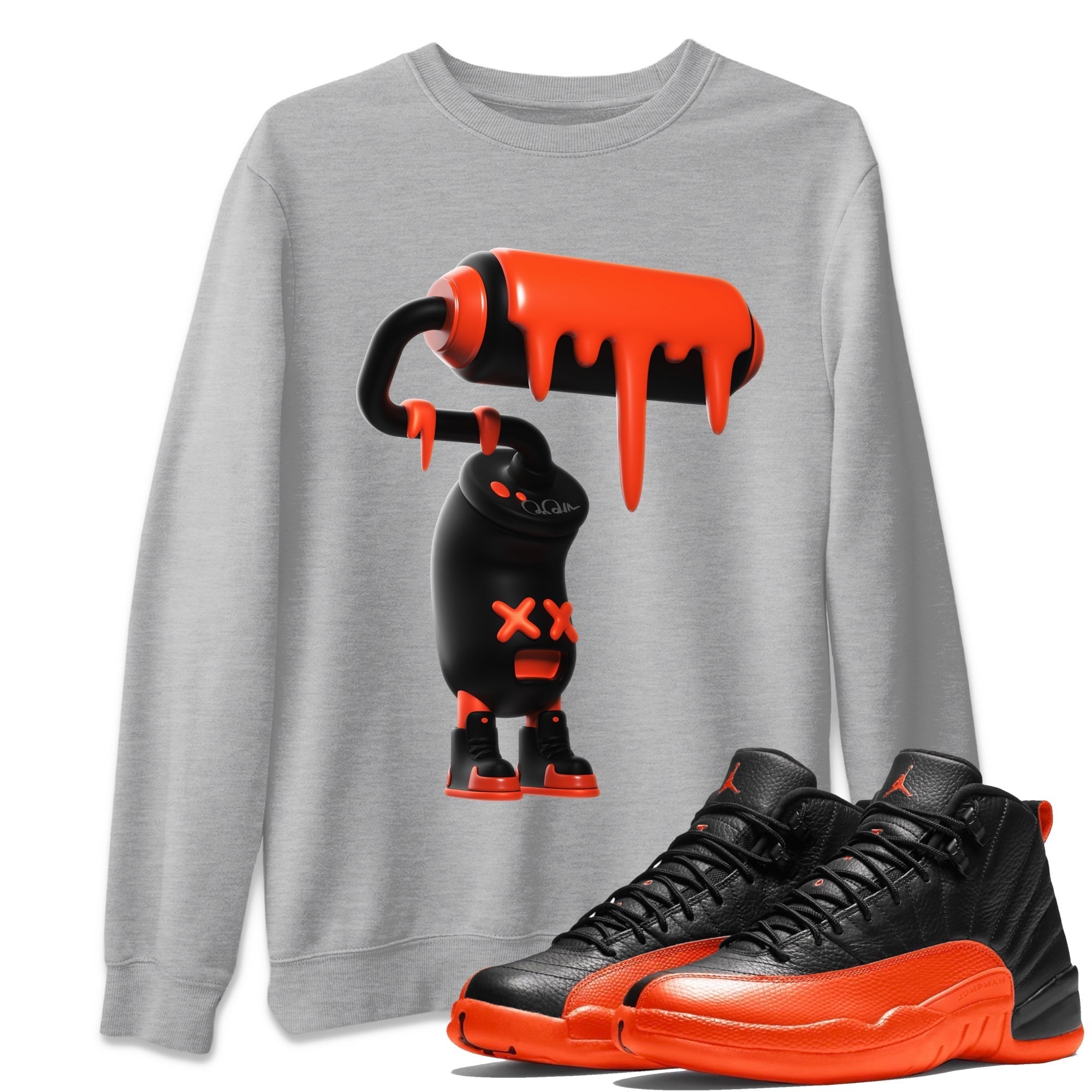 3D Paint Roller Unisex Tops - Air Jordan 12 Brilliant Orange