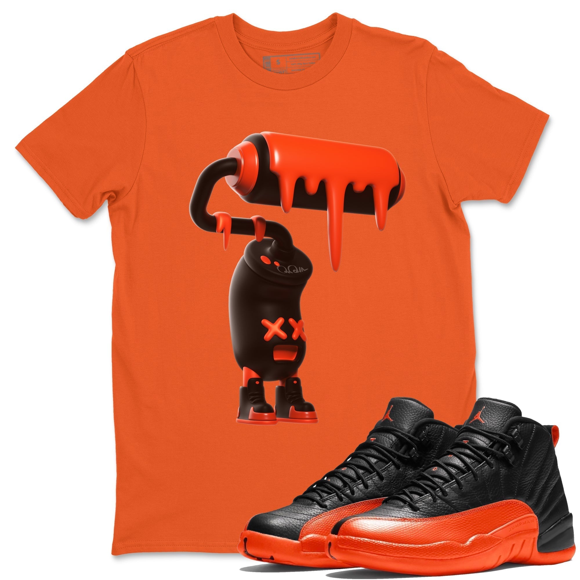 3D Paint Roller Unisex Tops - Air Jordan 12 Brilliant Orange