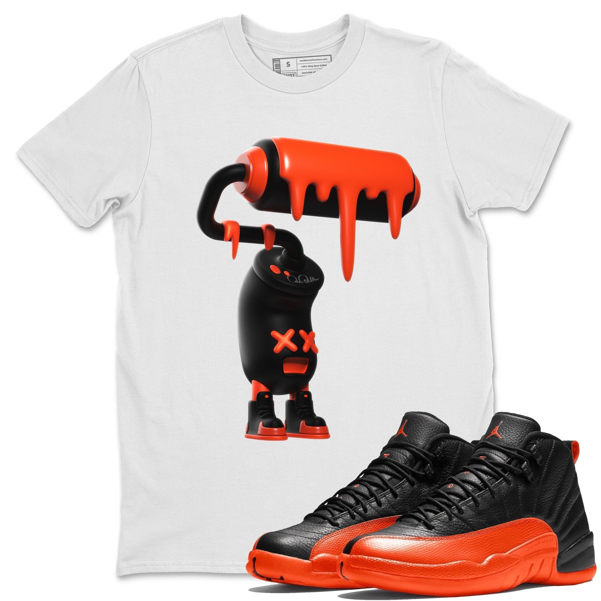 3D Paint Roller Unisex Tops - Air Jordan 12 Brilliant Orange