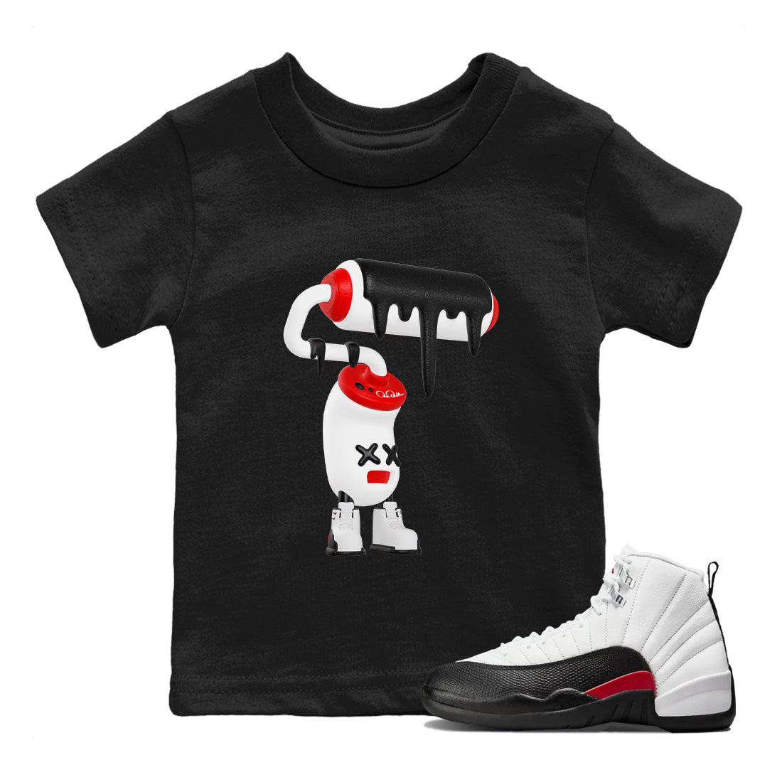 3D Paint Roller snkmatch Tees Kids - Air Jordan 12 Taxi Flip