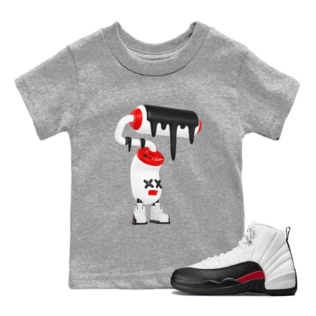 3D Paint Roller snkmatch Tees Kids - Air Jordan 12 Taxi Flip