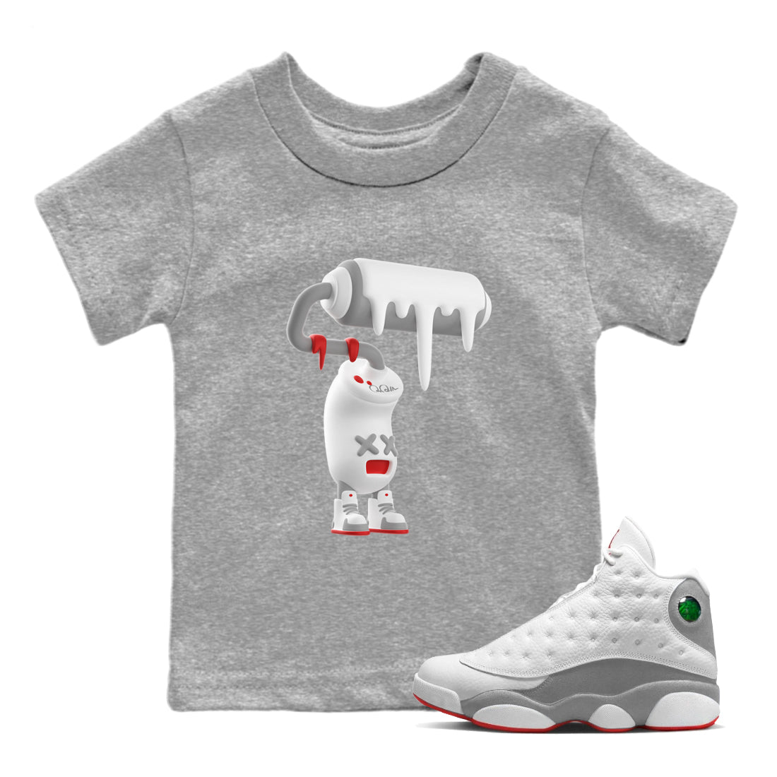 3D Paint Roller Kids Tops - Air Jordan 13 Wolf Grey