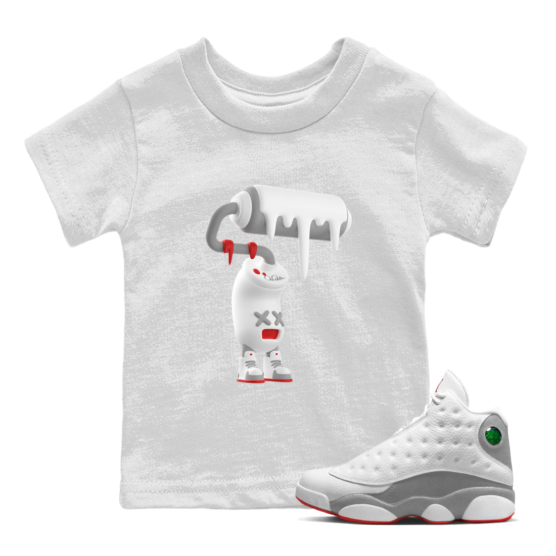 3D Paint Roller Kids Tops - Air Jordan 13 Wolf Grey