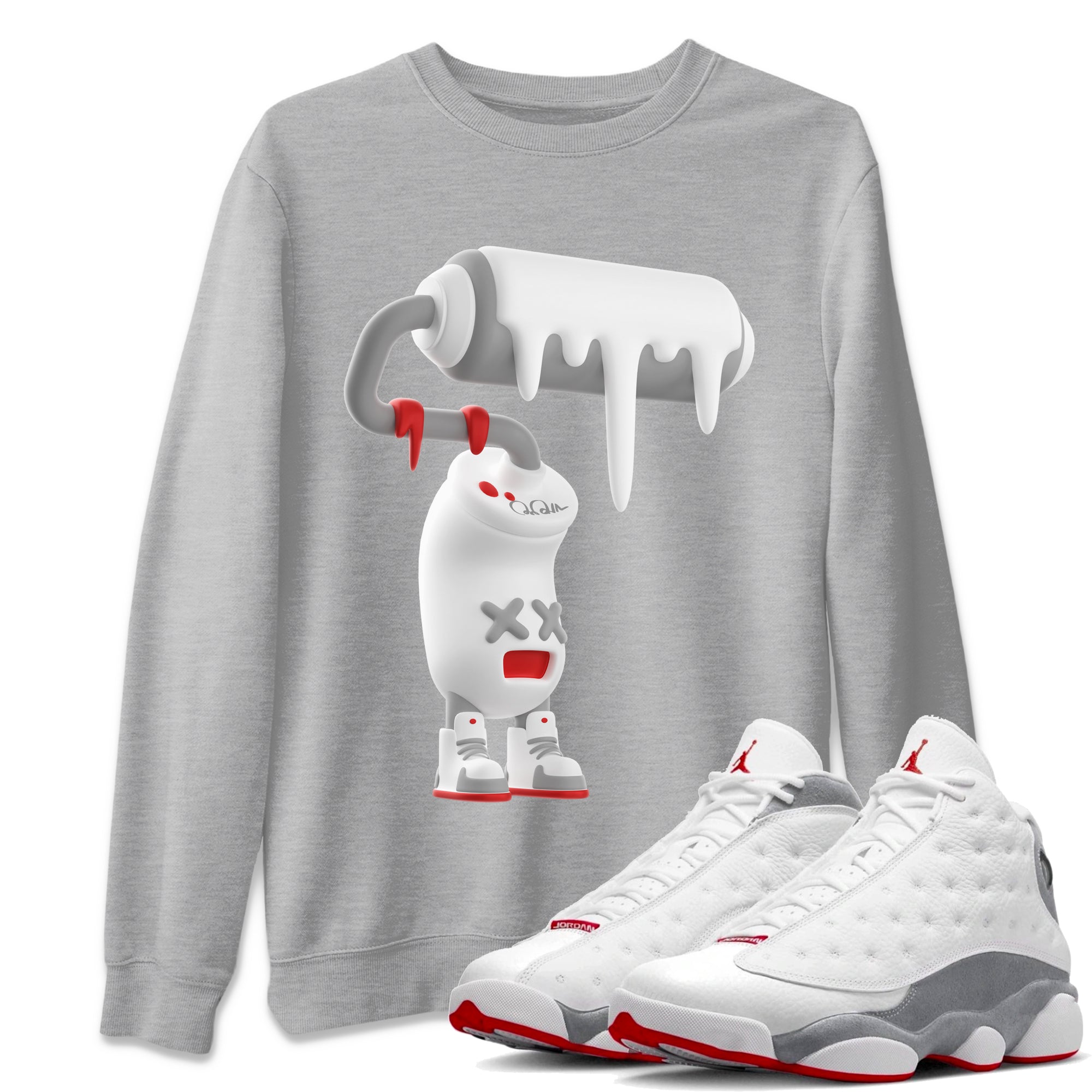 3D Paint Roller Unisex Tops - Air Jordan 13 Wolf Grey