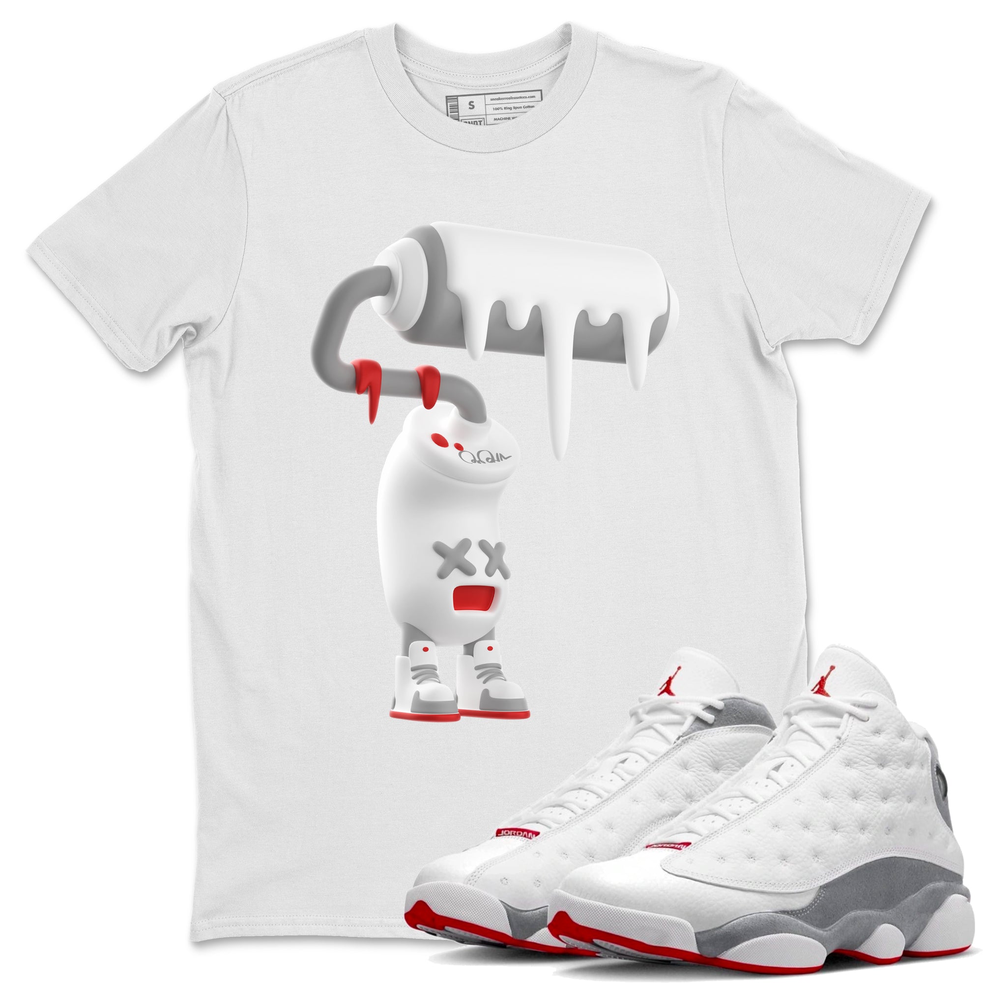 3D Paint Roller Unisex Tops - Air Jordan 13 Wolf Grey
