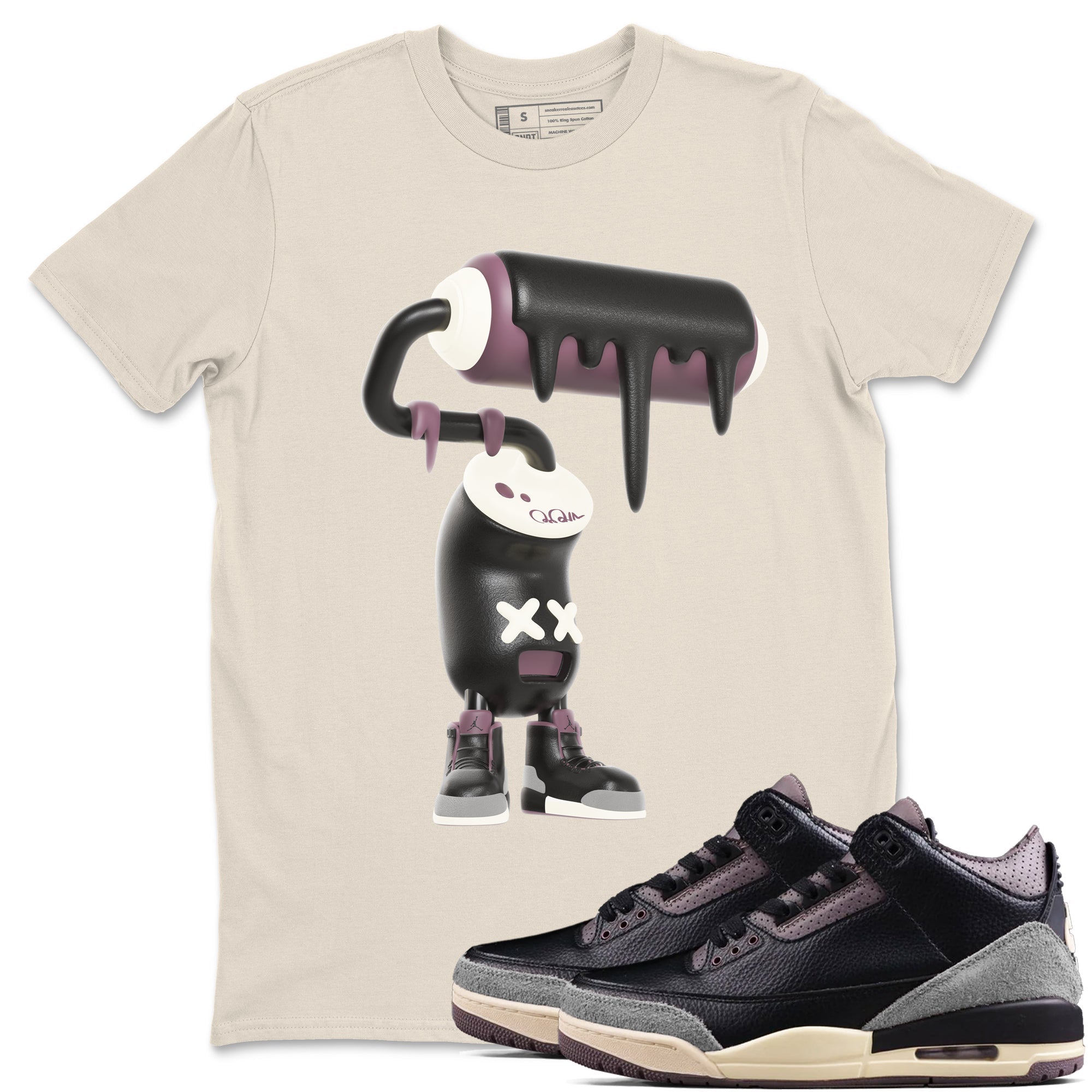 3D Paint Roller snkmatch Tees - Air Jordan 3 A Ma Maniere x Black