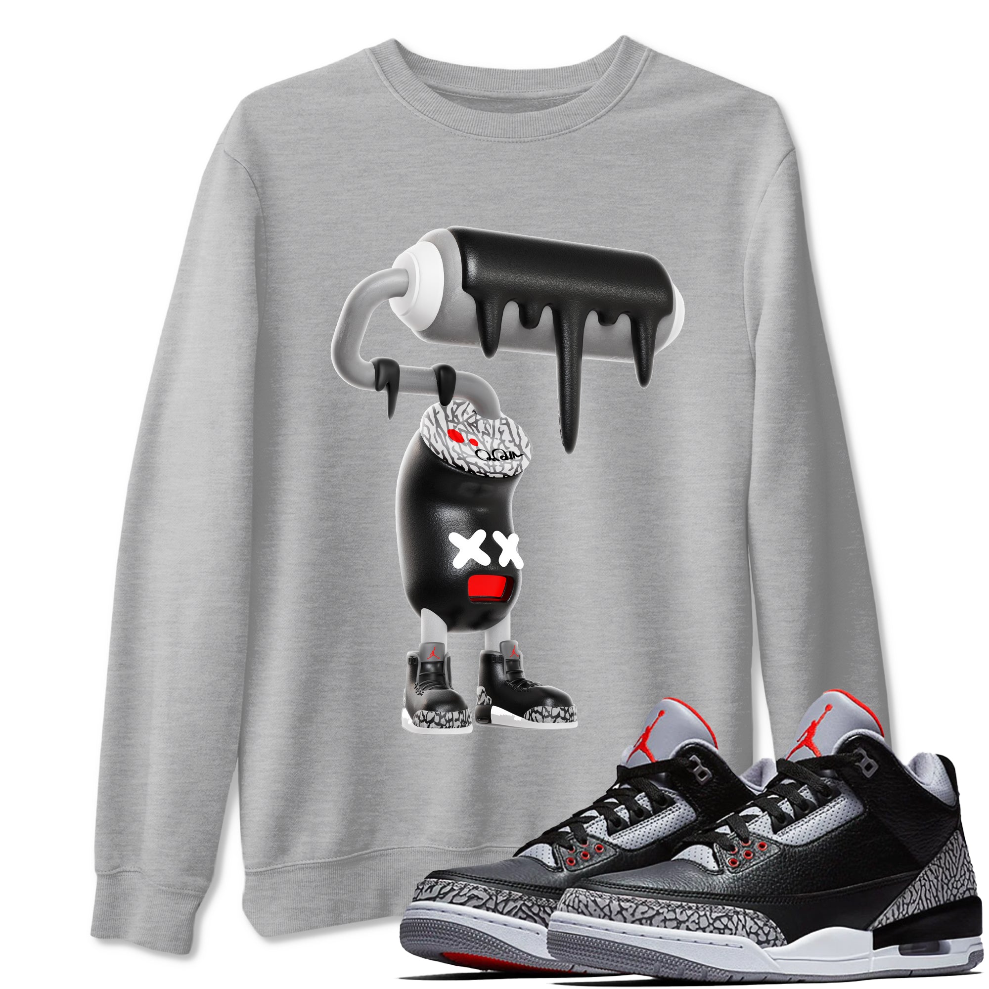 3D Paint Roller snkmatch Tees - Air Jordan 3 Black Cement