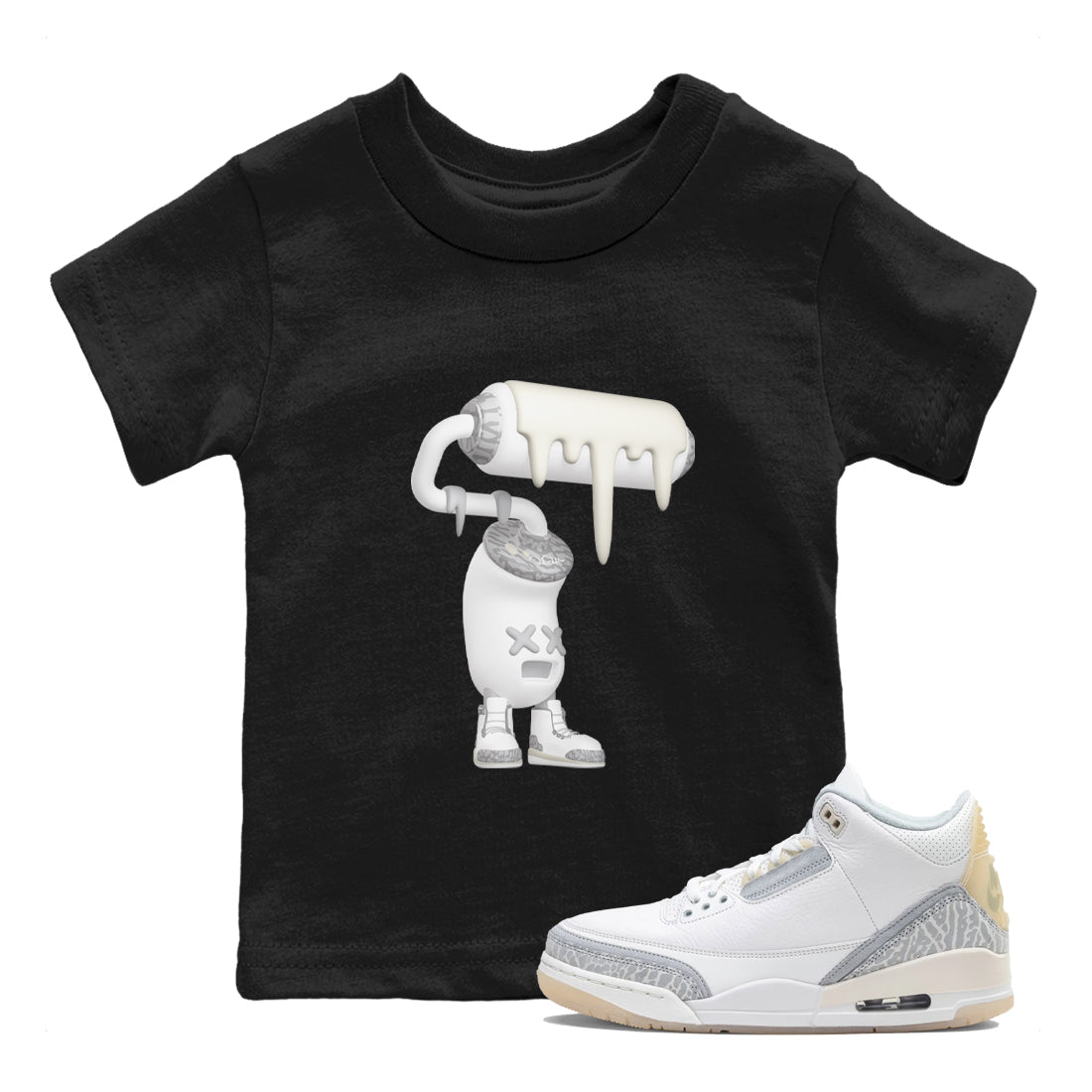 3D Paint Roller snkmatch Tees Kids - Air Jordan 3 Ivory